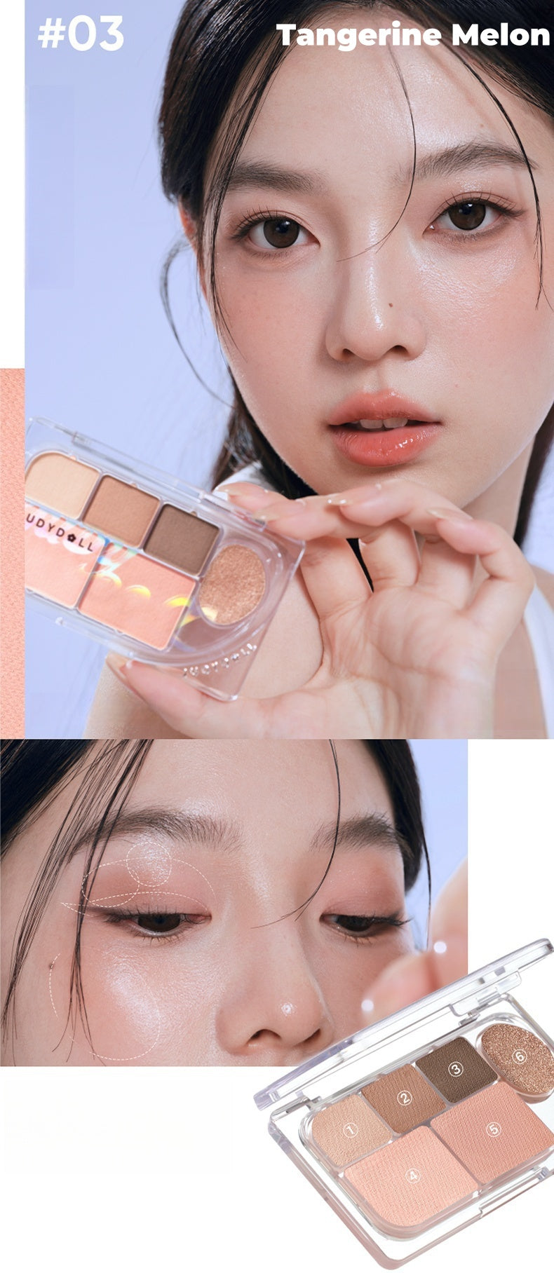 JUDYDOLL 6-color Matte & Pearlescent Eyeshadow Palette T4490