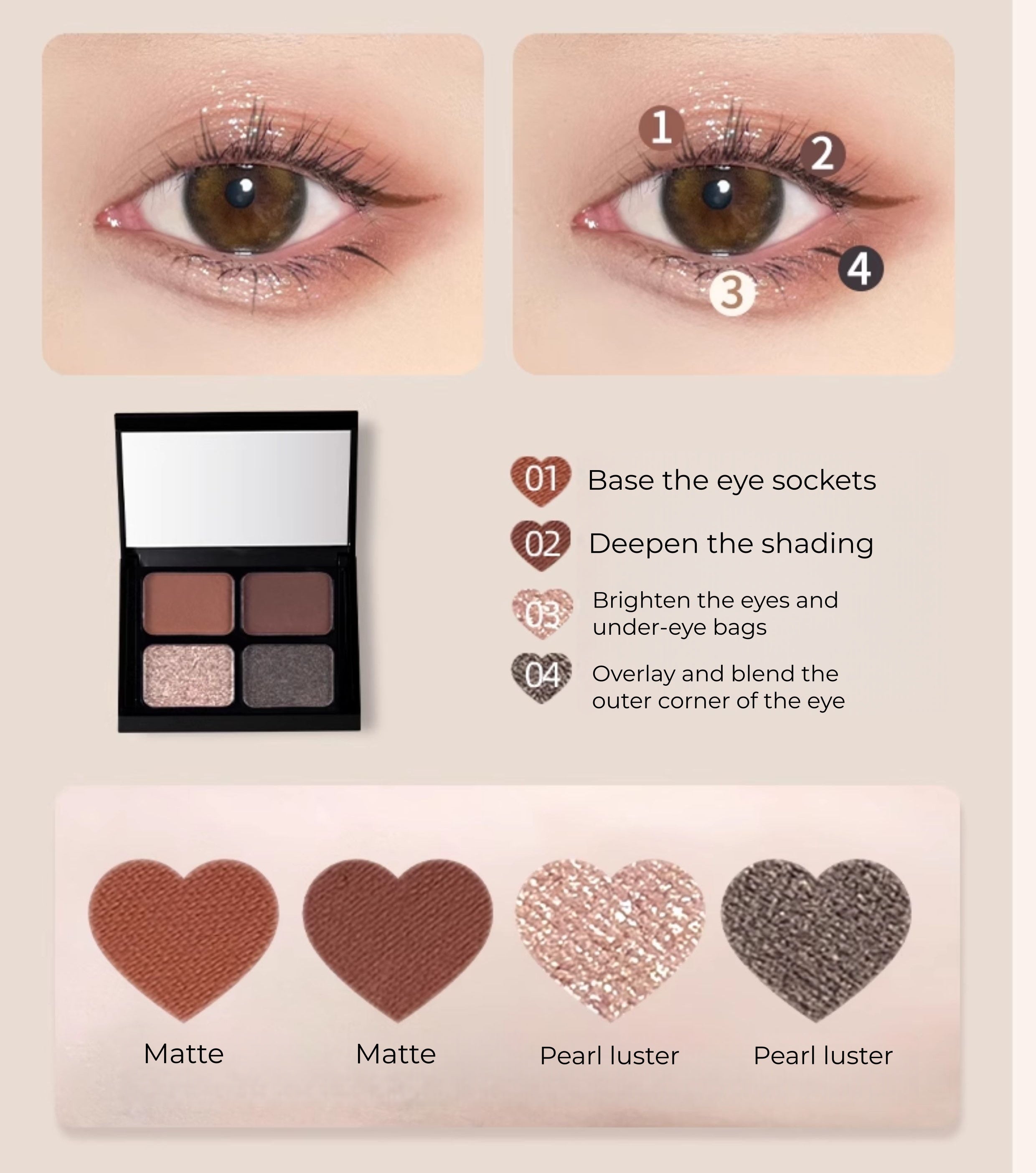 PUCO Live Up To World Collection 4-Color Eyeshadow Palette T5311