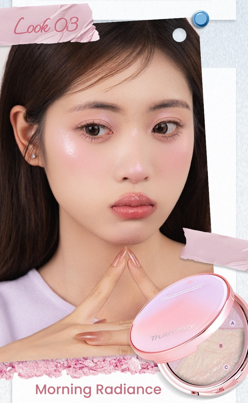 Truth'Key Golden Mountain at Sunrise Tri-Color Highlighter Cream T5790