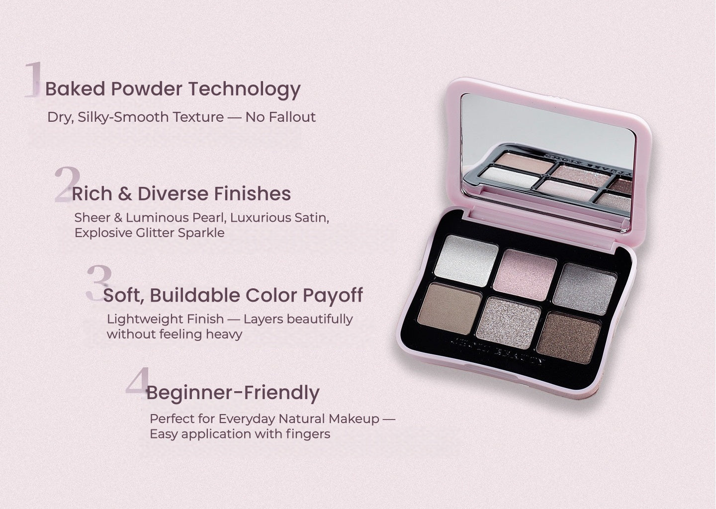 CHOIZ BEAUTY 4-color Gem Collection Liquid Powder Eyeshadow Palette T5788