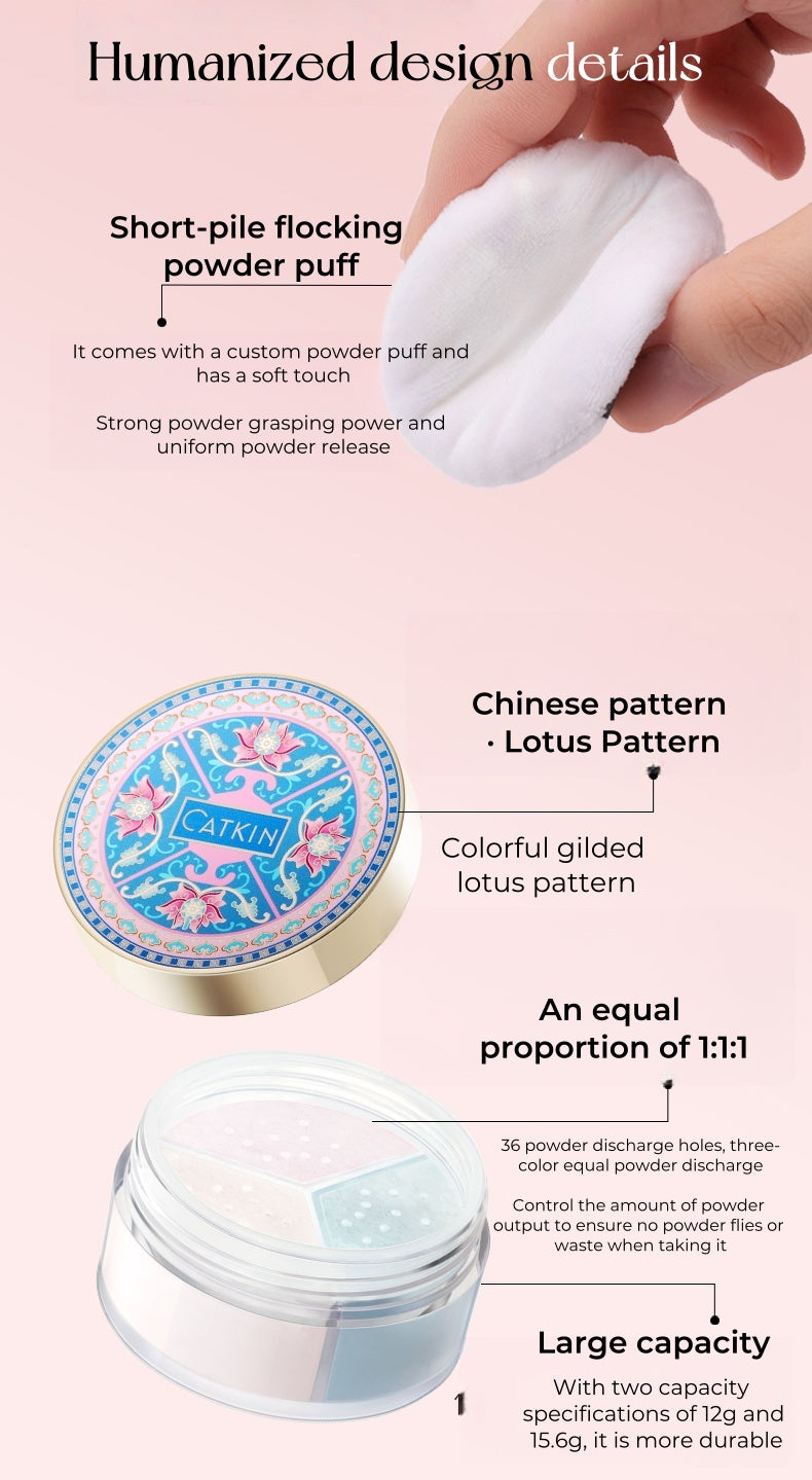CATKIN Long-wear Oil-control Concealer 3-color Setting Makeup Loose Powder T5020