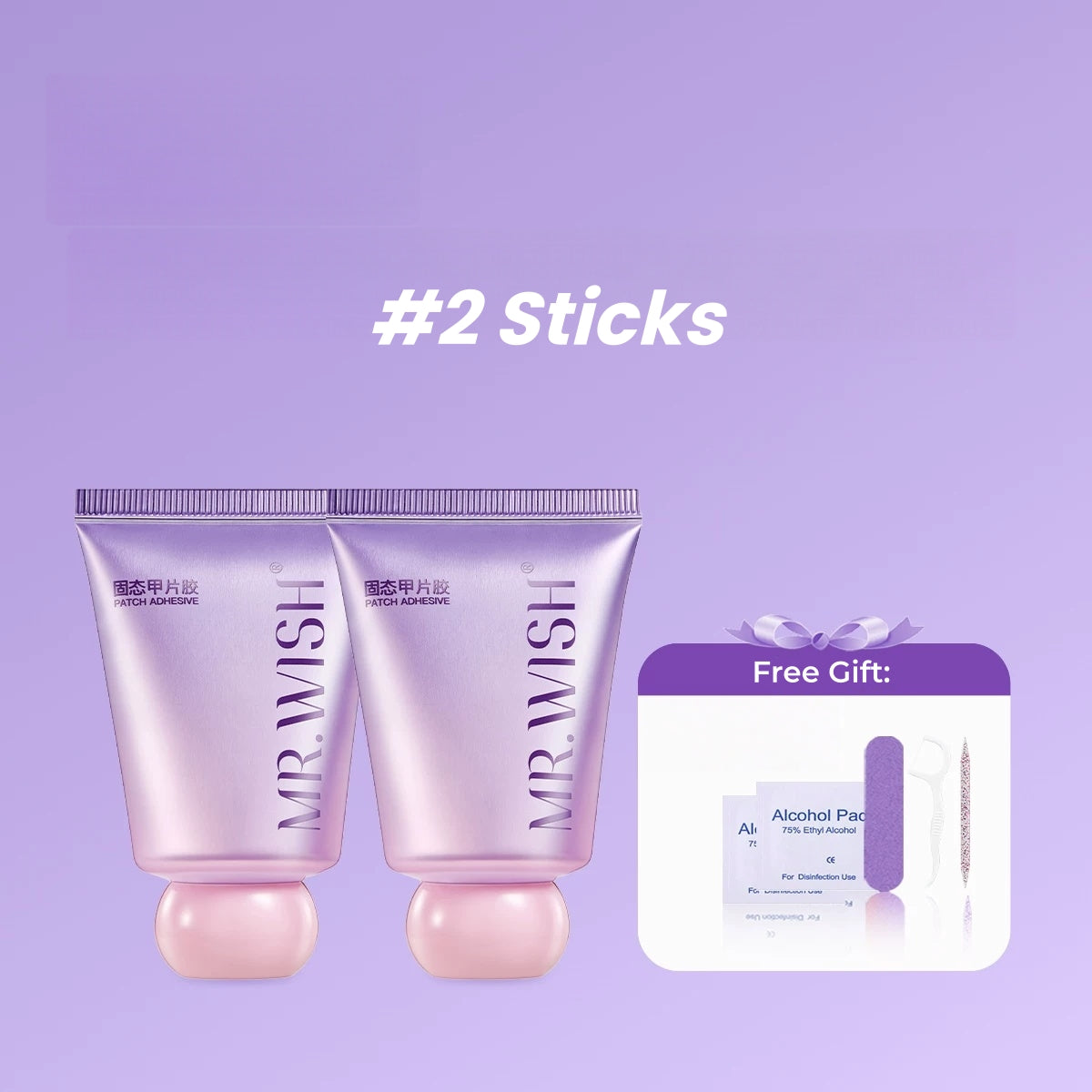 MR.WISH Chubby Purple Solid Nail Tips Glue T5770