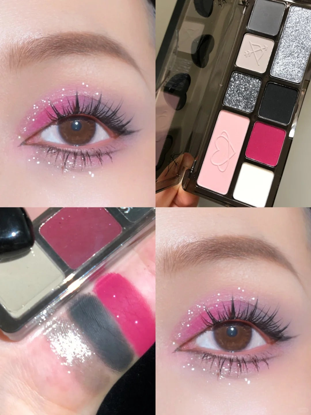 SheDella Black Pink Swan 8-Color Eyeshadow Palette T4441