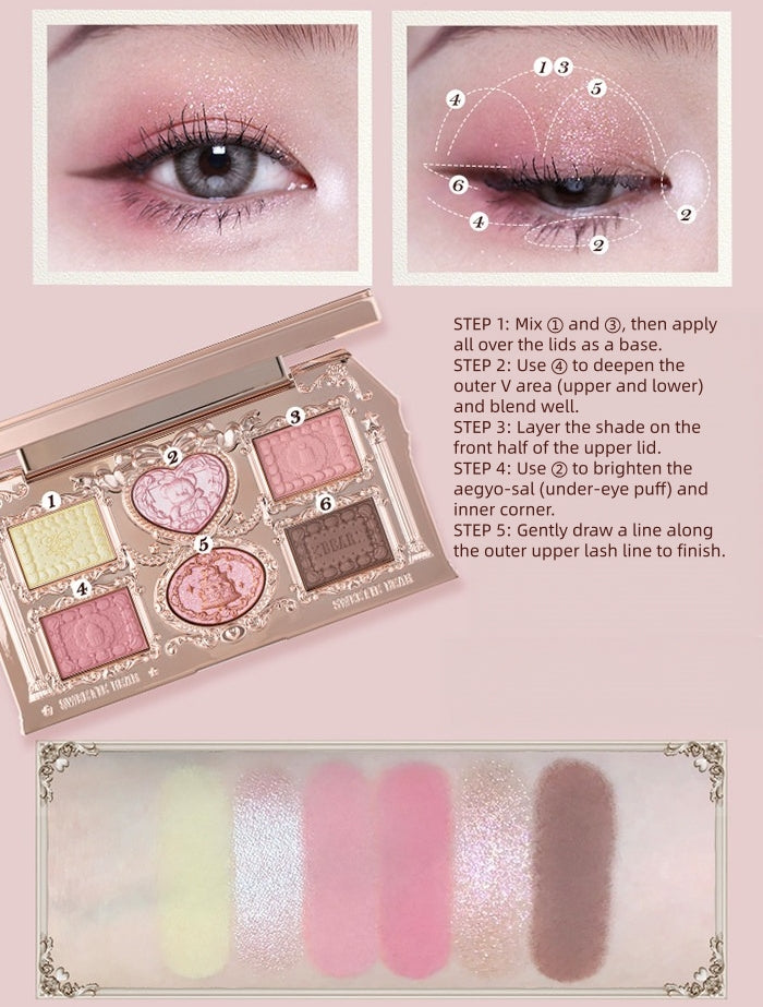 Flower Knows Sweetie Bear Collection 6-color Eyeshadow Palette T5931