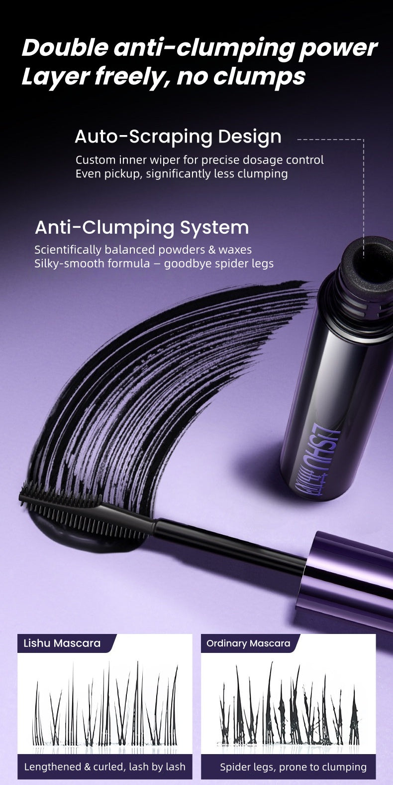 Lishu Long-wear Waterproof Curling Eyelash Mascara T5738