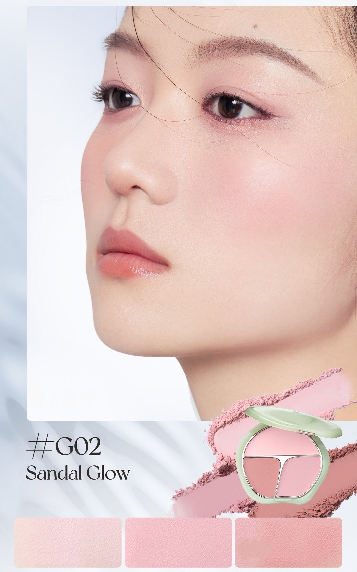 TIMAGE Matte & Satin 3-Color Gradient Blusher Palette T6050