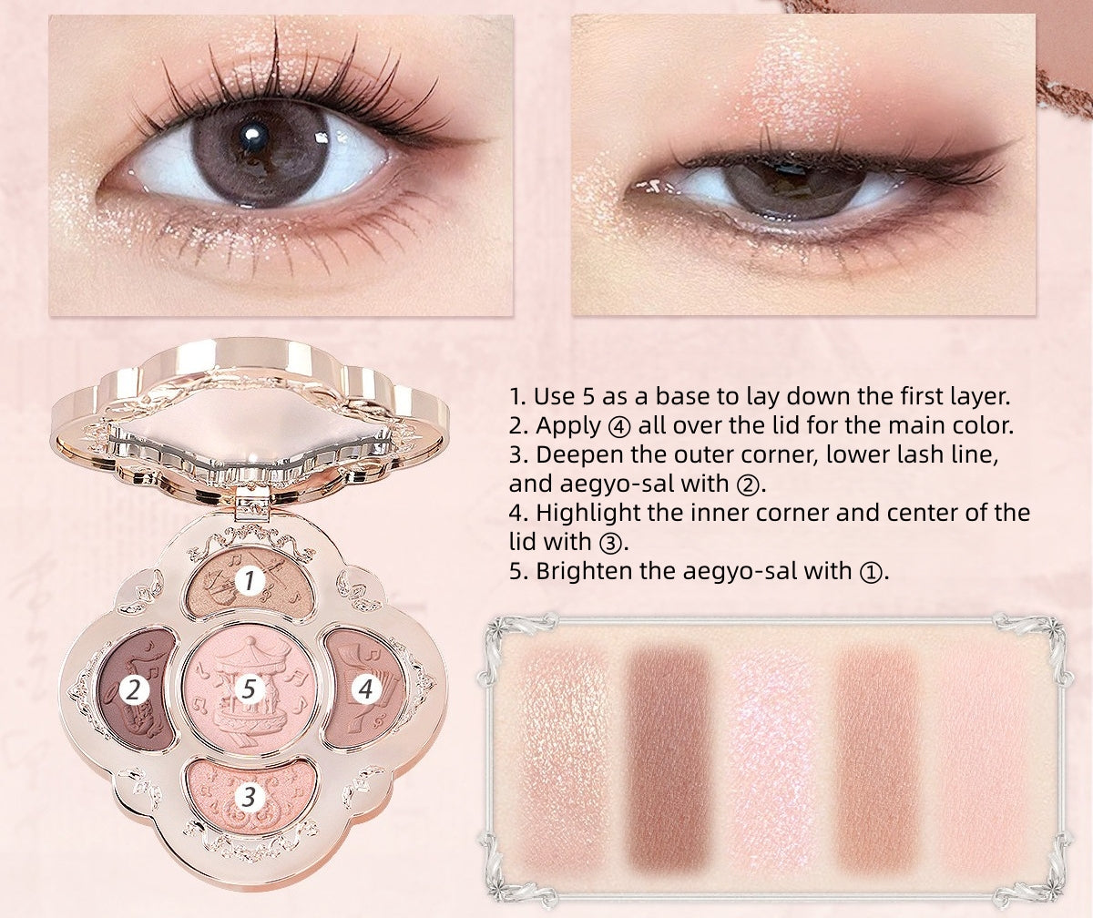CHEERFLOR Dream Melody Box Collection 5-color Eyeshadow Palette T5780