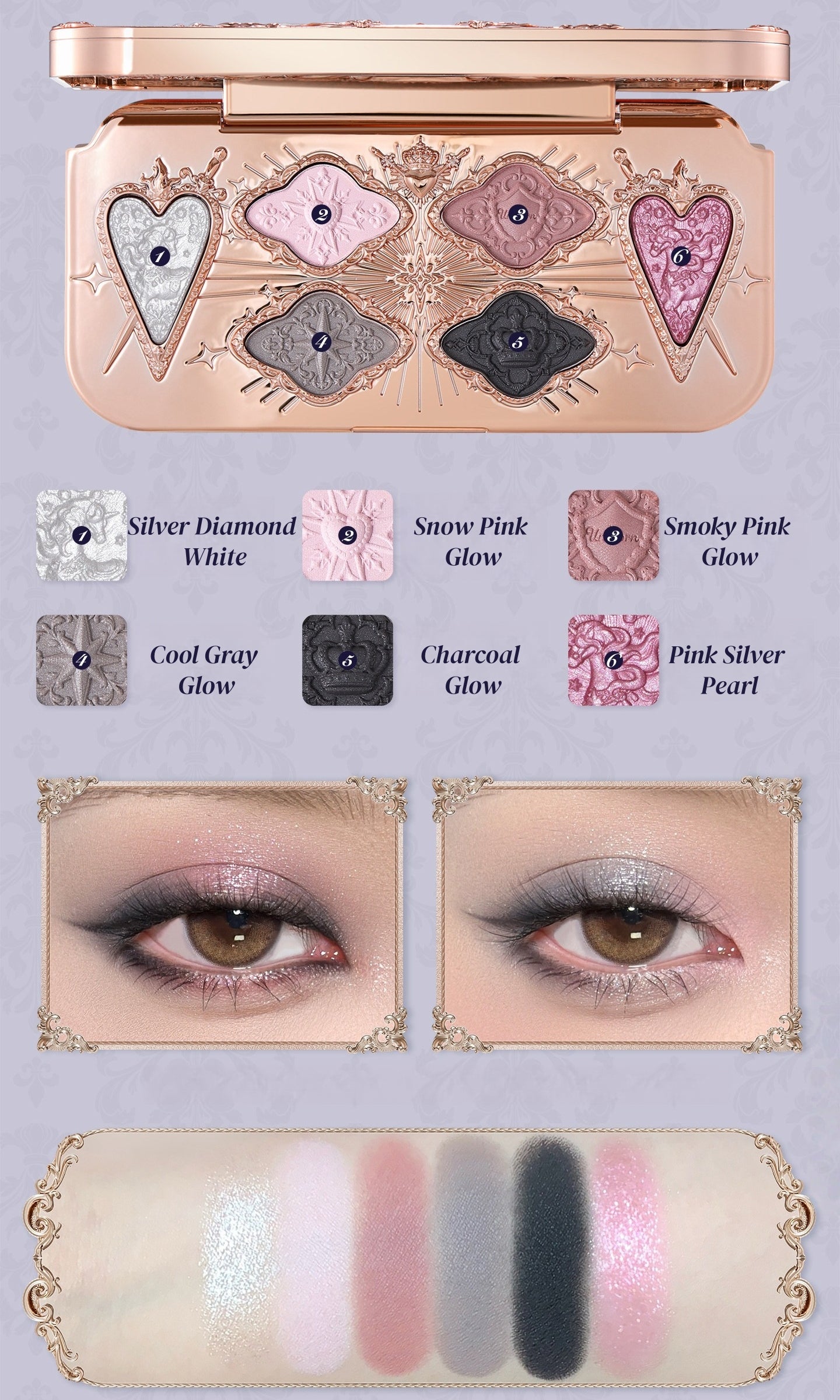 Flower Knows Unicorn Collection 6-color Satin Eyeshadow Palette T5901