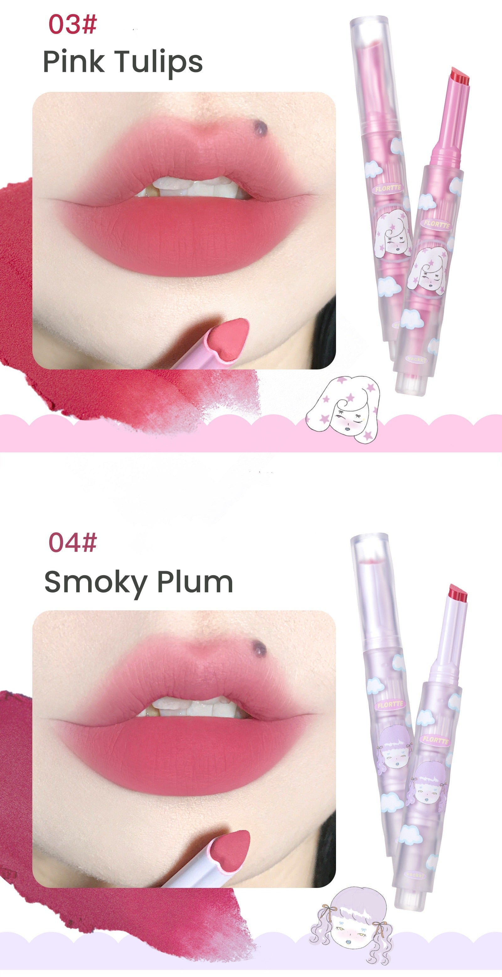 FLORTTE Velvet Matte Long-wear Wackky Lipstick T5877