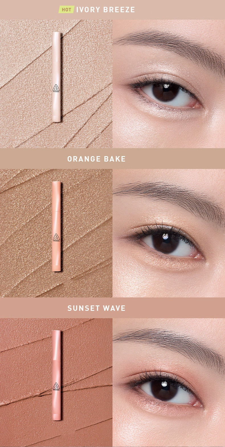 3CE Diamond Shimmer Shiny Eyeshadow Stick T5443