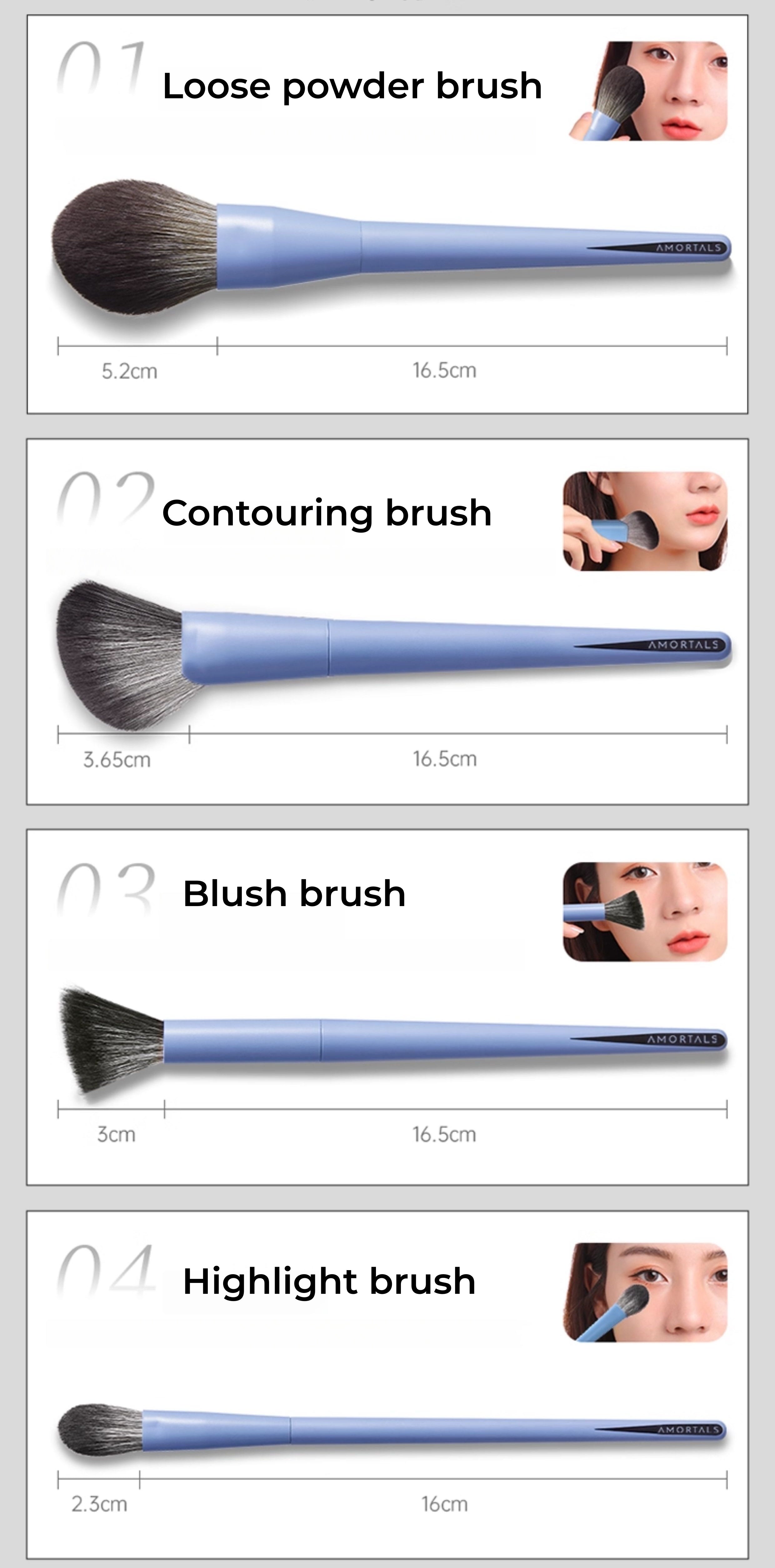 AMORTALS Work Master Collection 12 Pcs Makeup Brushes Set T5264