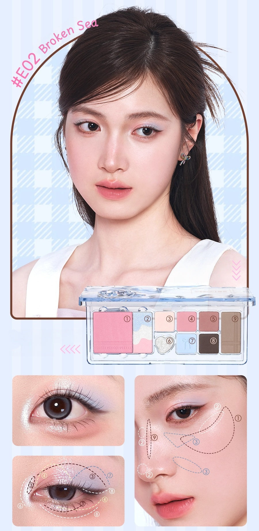 VEECCI Long-wear 9-color Multi-functional Eyeshadow Palette T5511