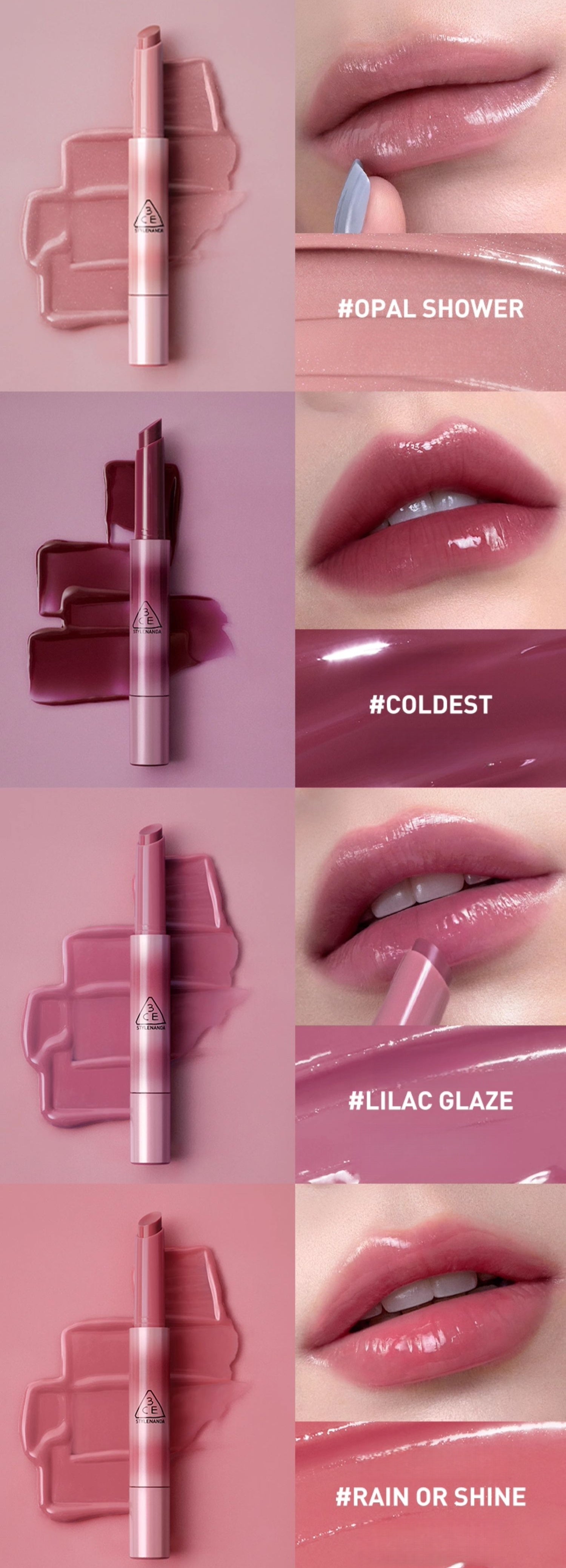 3CE Shine Reflector Glossy Moisturize Mirror Lipstick T5295