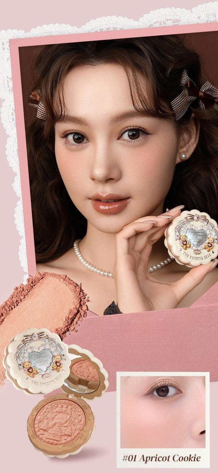 Flower Knows The Sweetie Bear Collection Silk Satin Blush T5917