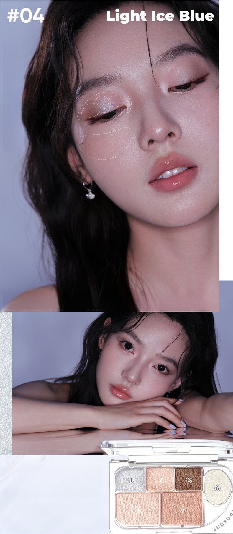JUDYDOLL 6-color Matte & Pearlescent Eyeshadow Palette T4490