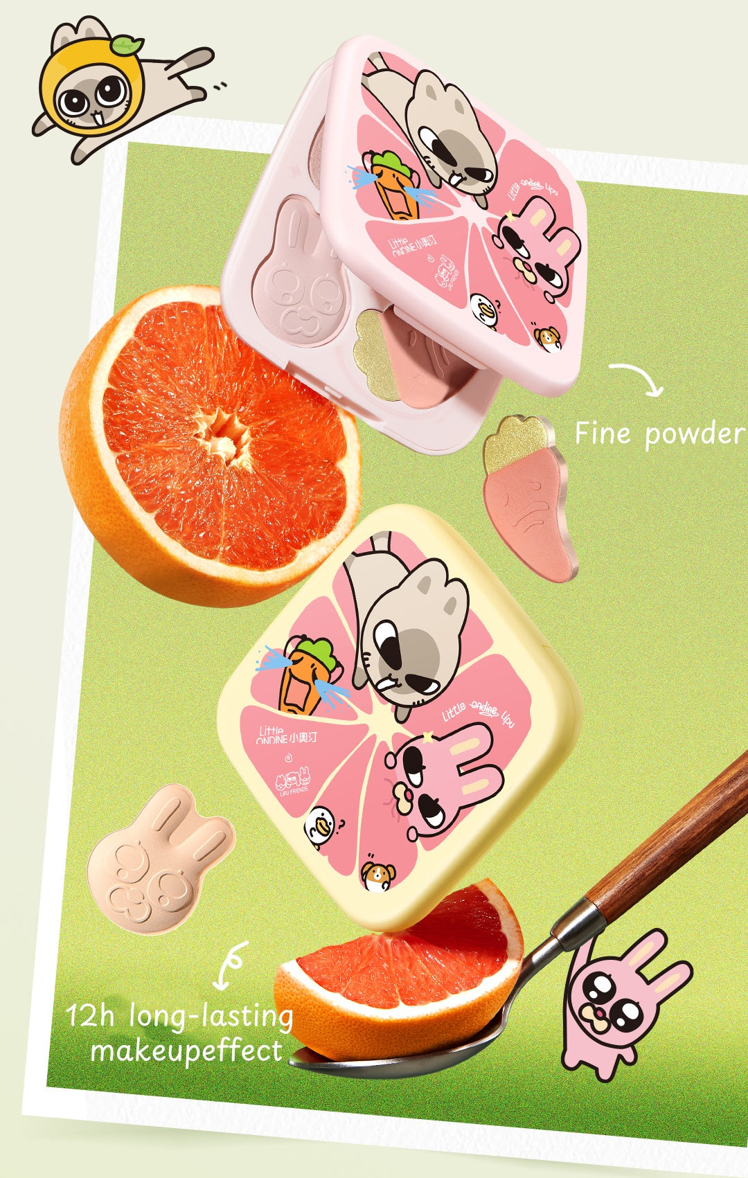 Little Ondine X Lipu Friends Makup Collection Lip Glaze & Foundation & Eyeliner & Makeup Palette T5010