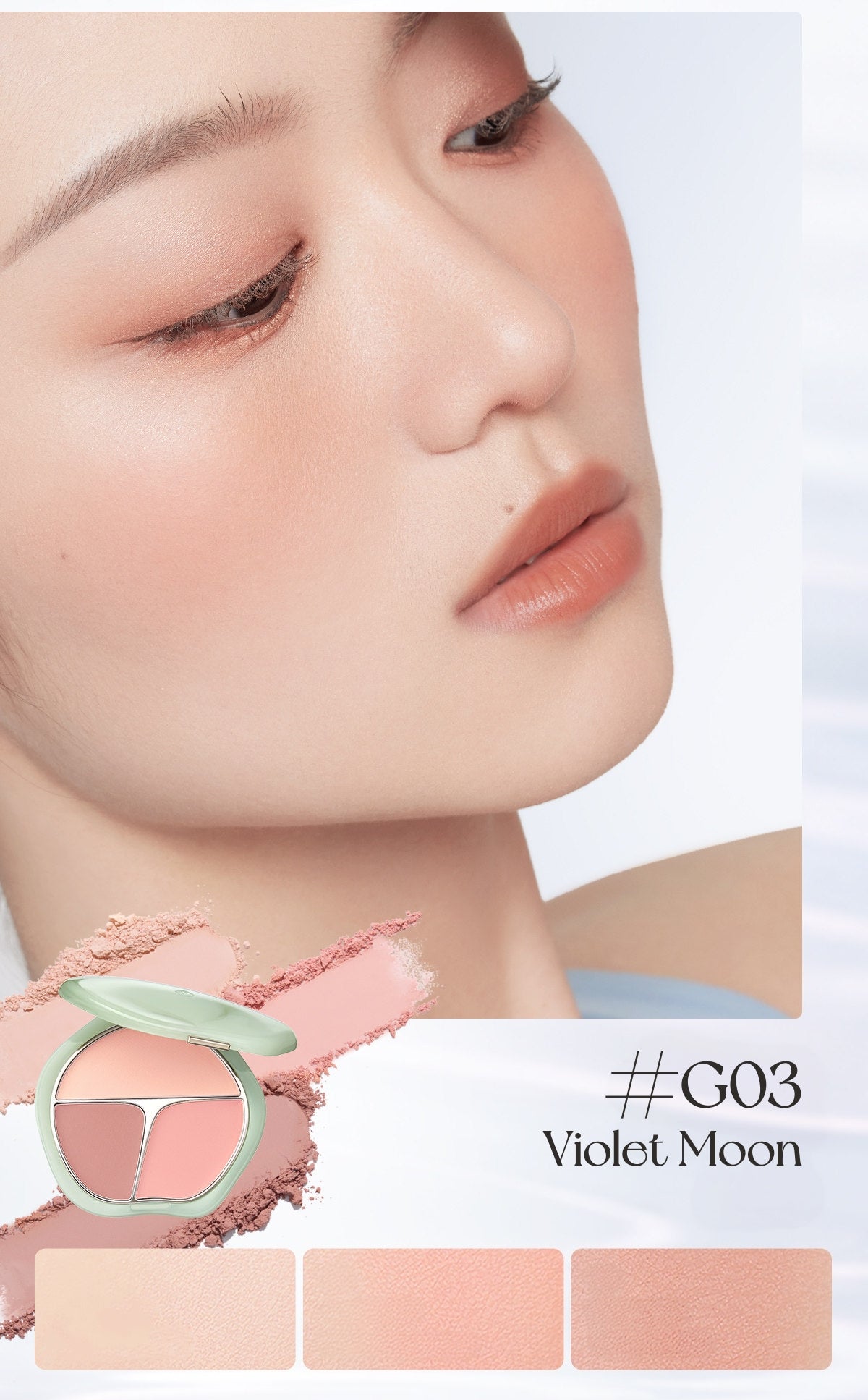 TIMAGE Matte & Satin 3-Color Gradient Blusher Palette T6050