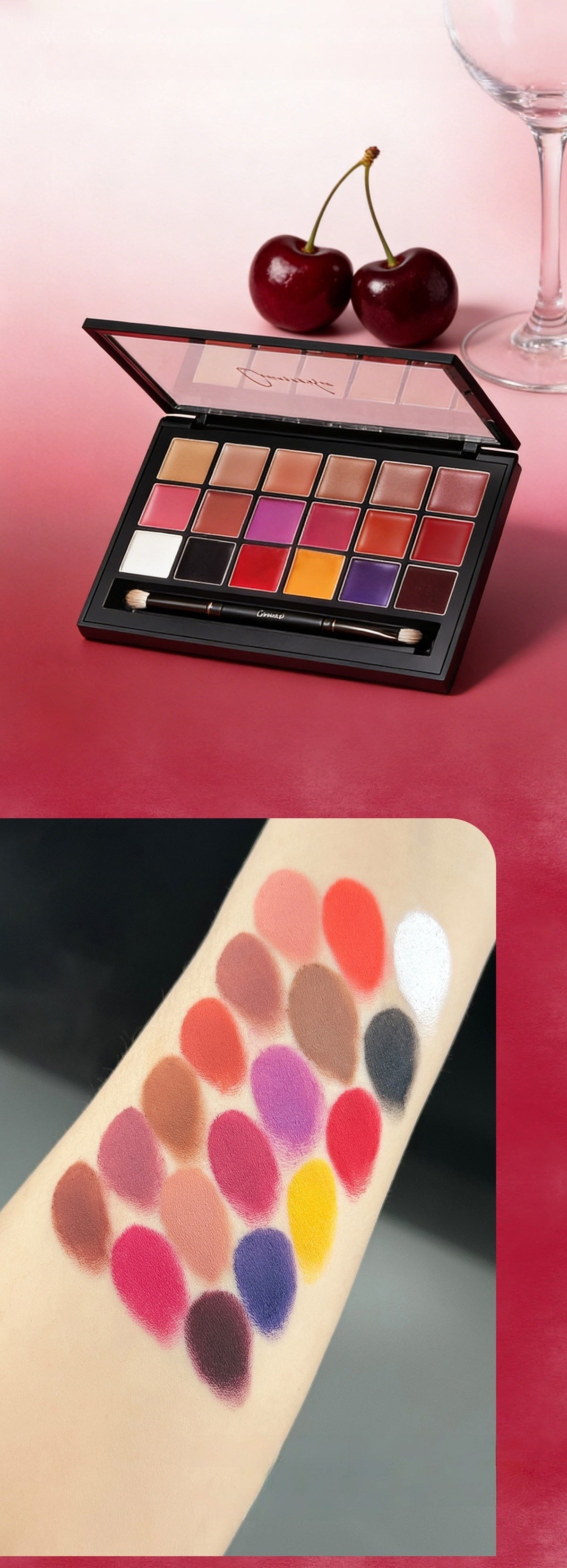 CARMELLA 18-color Velvet Matte Lip Glaze Multi-use Makeup Palette T5707