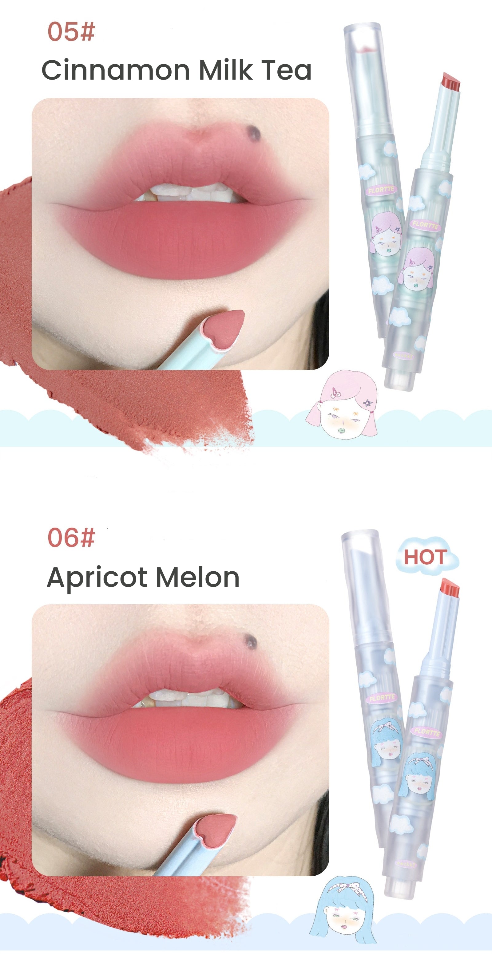 FLORTTE Velvet Matte Long-wear Wackky Lipstick T5877