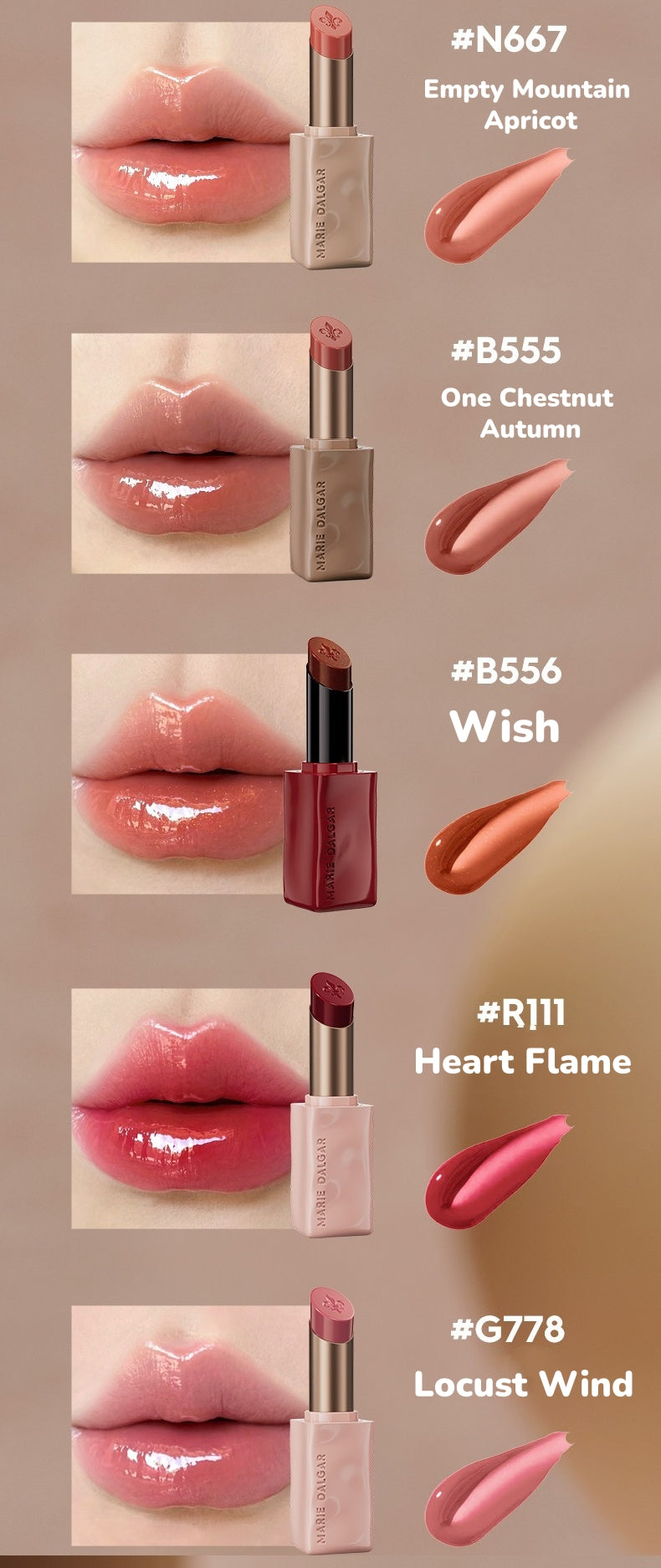 MARIE DALGAR Glossy Essence Repair Lipstick T6007