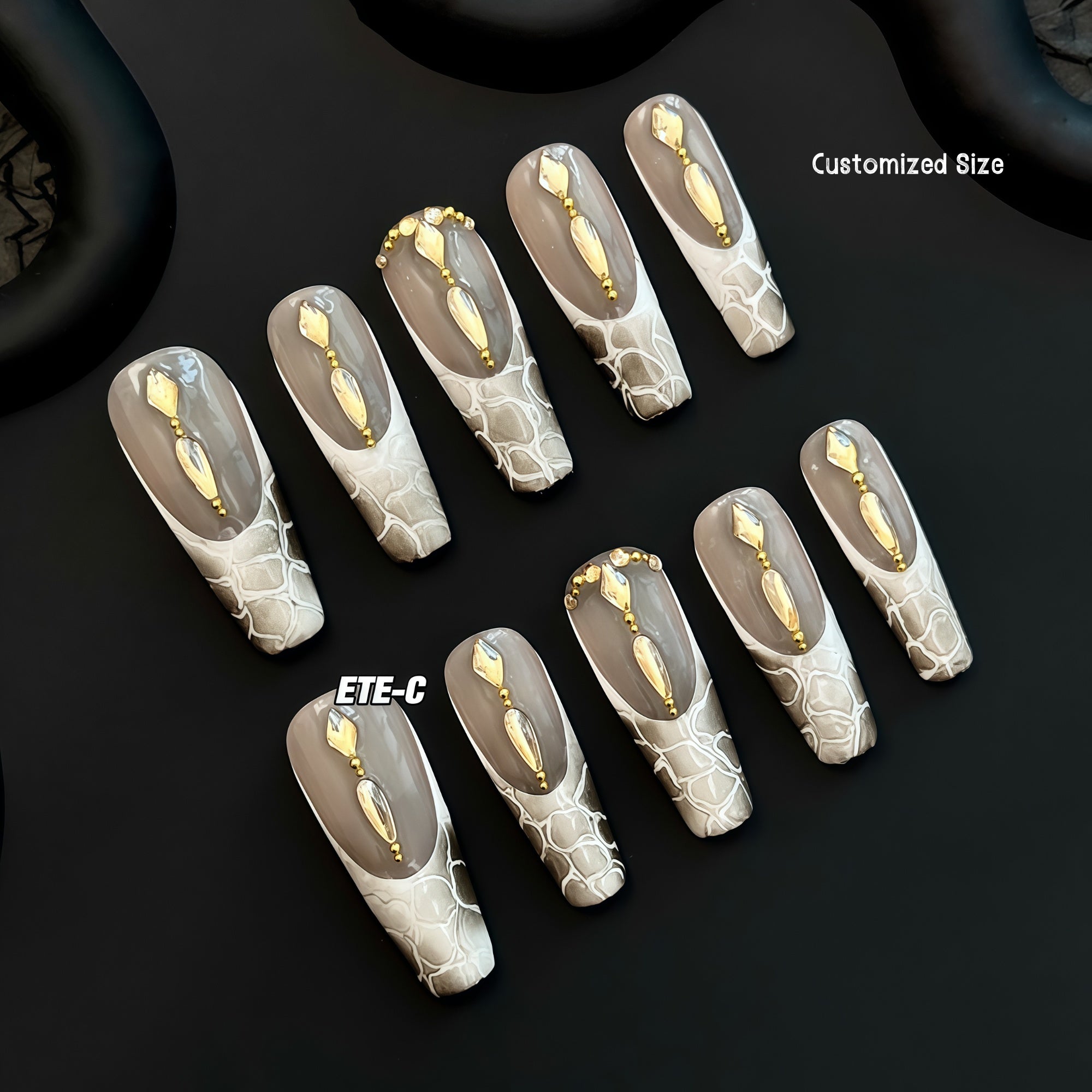 ETERNITY'C Handmade Custom Crocodile Pattern Pressed On Wearable Nails T5037