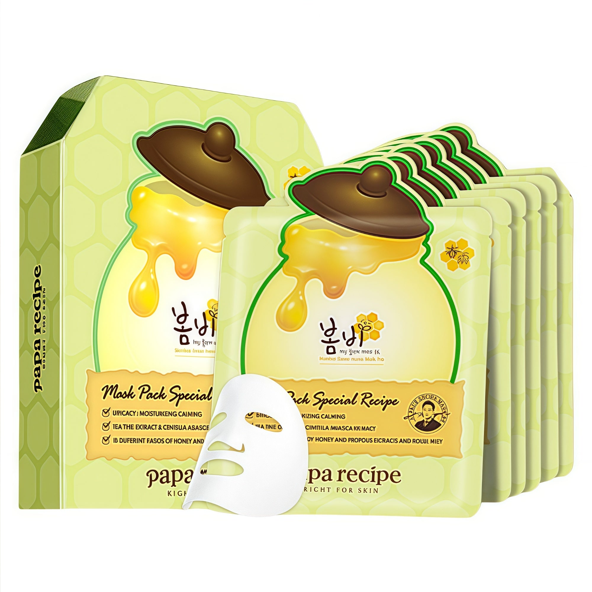 Papa Recipe Green Honey Can Centella Asiatica Soothe & Repair Facial Mask 12 Pcs T5062