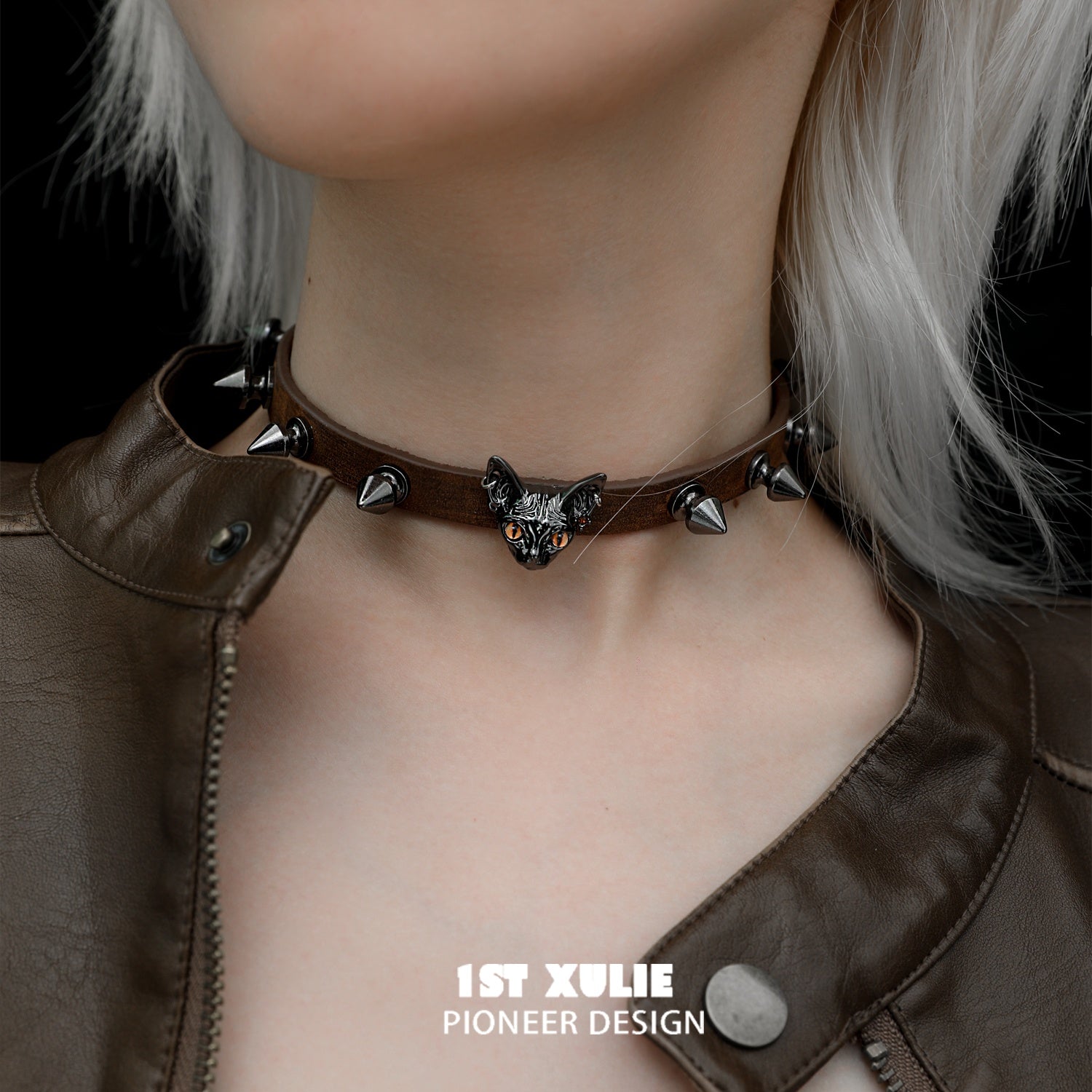 1STXULIE Sphynx Cat Collection Niche Gothic Choker Necklace T4737
