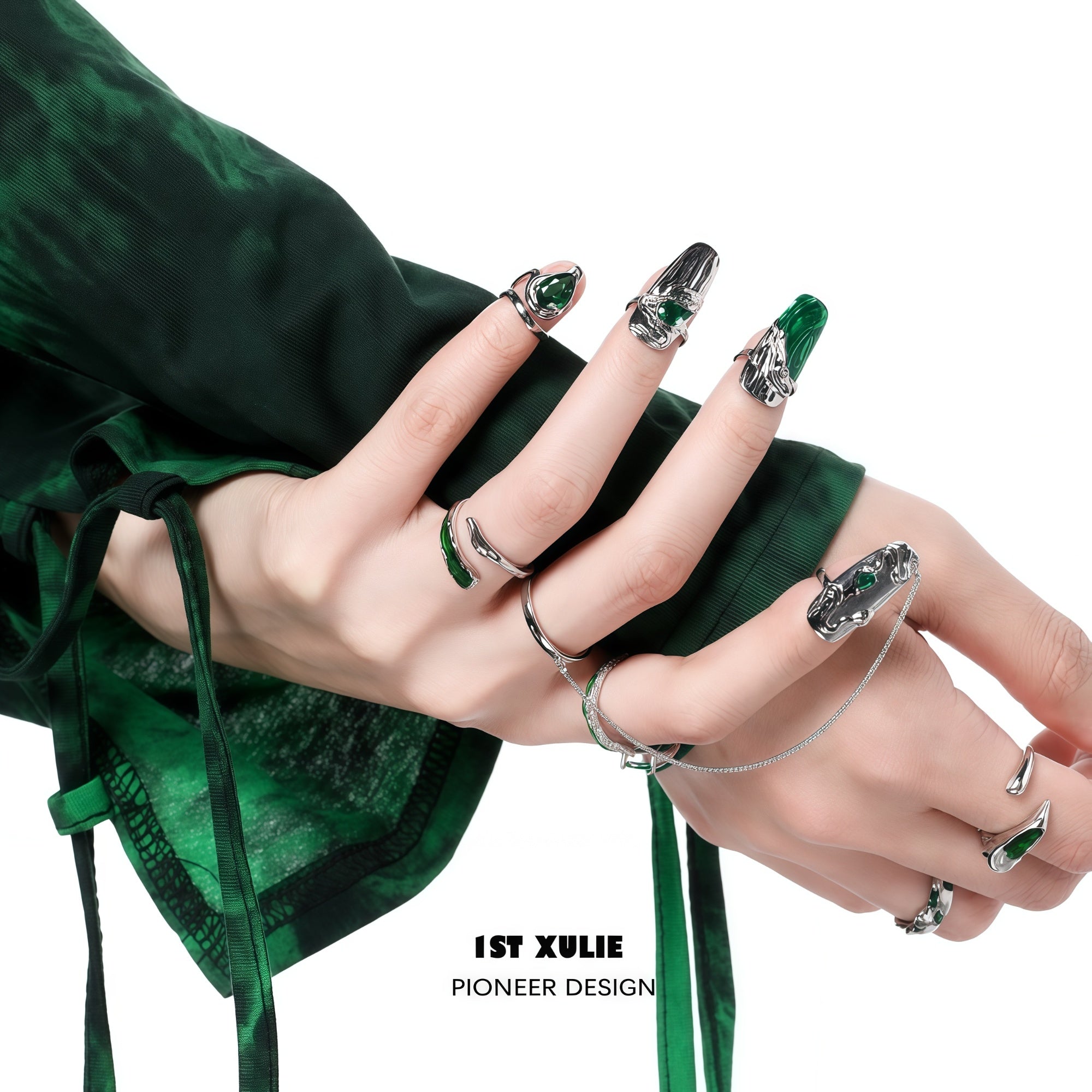 1STXULIE Snake Collection Niche Gothic Reusable Wearable Nails T4741