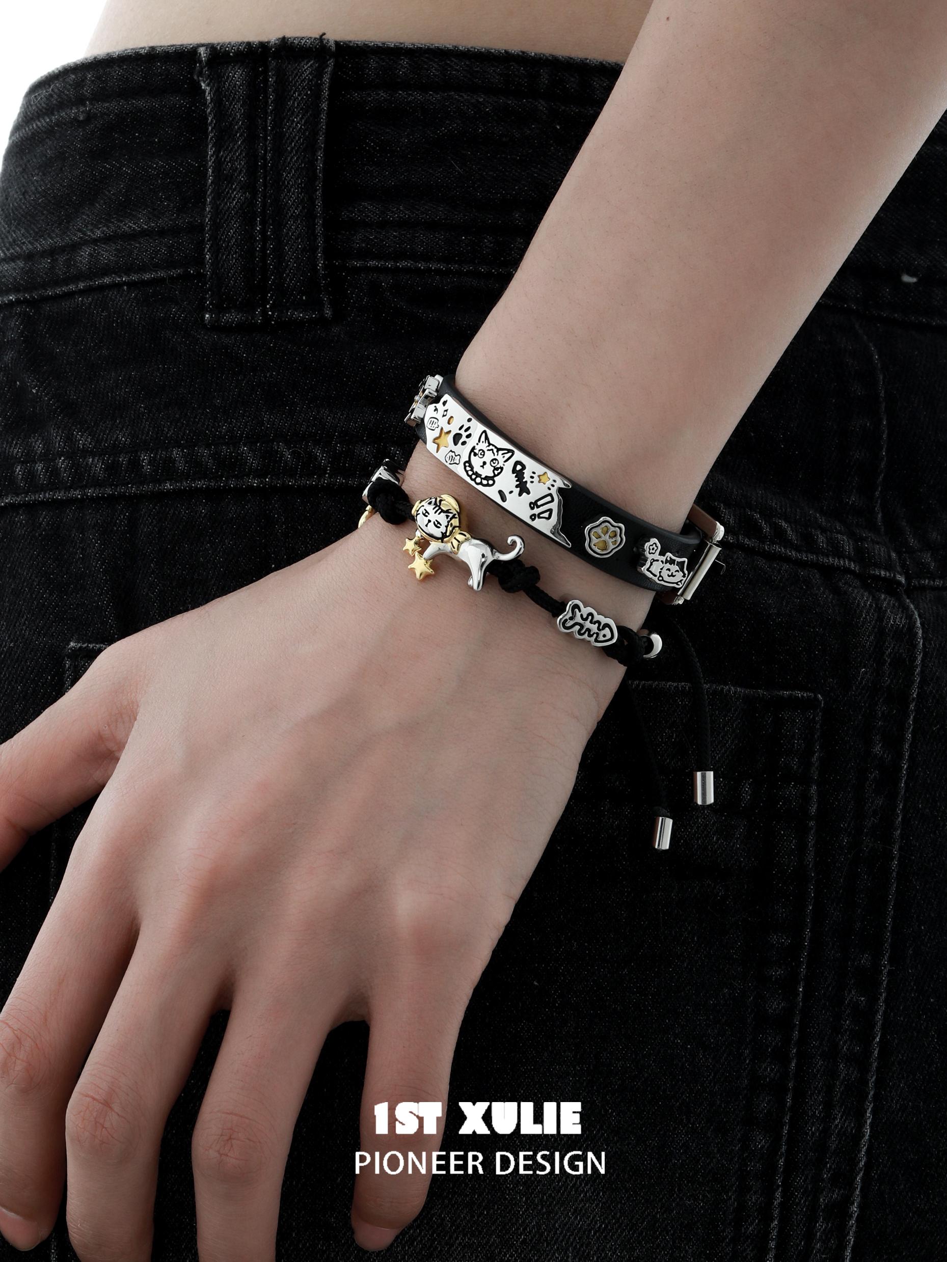 1STXULIE Bad Cat Collection Niche Gothic Bracelet T4699