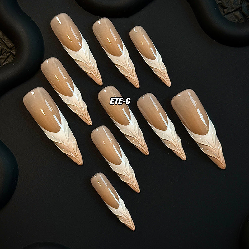 ETERNITY'C Handmade Custom Hot Coffee Pressed On Wearable Nails T5035