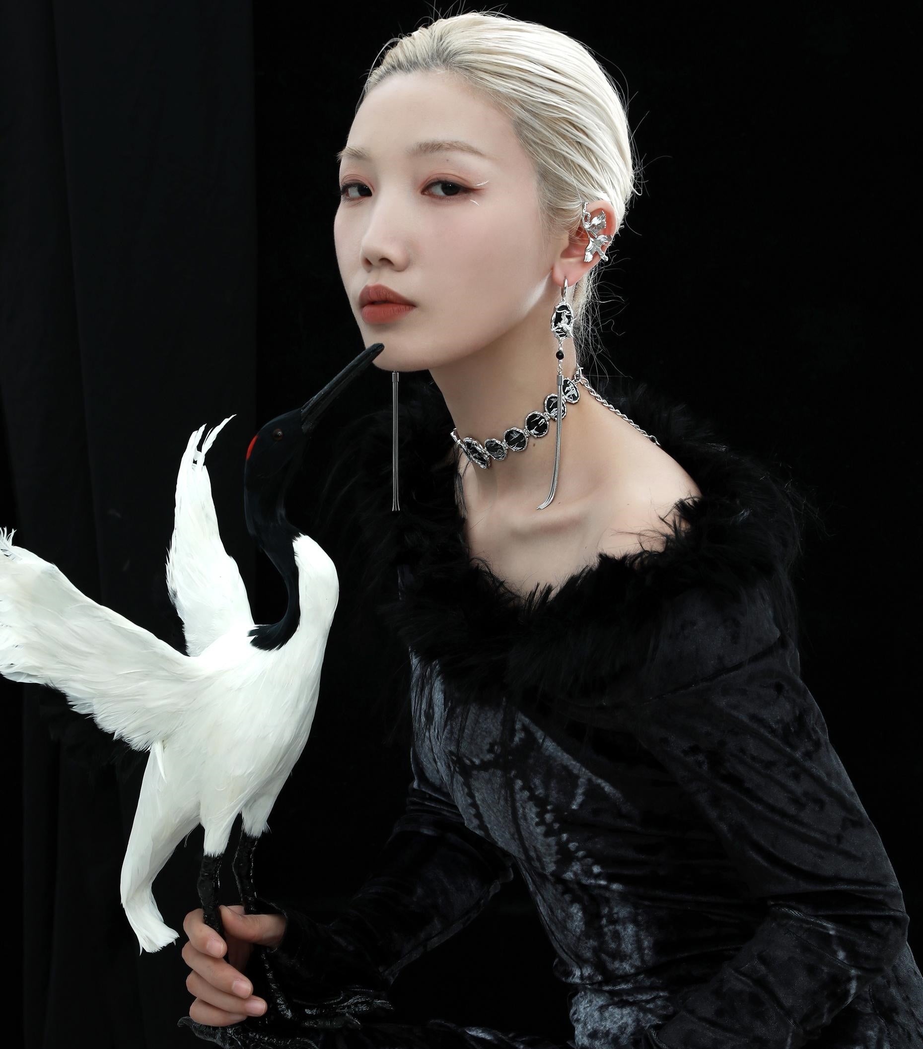 1STXULIE Spirited Crane Collection Niche Gothic Choker Halskæde T4498