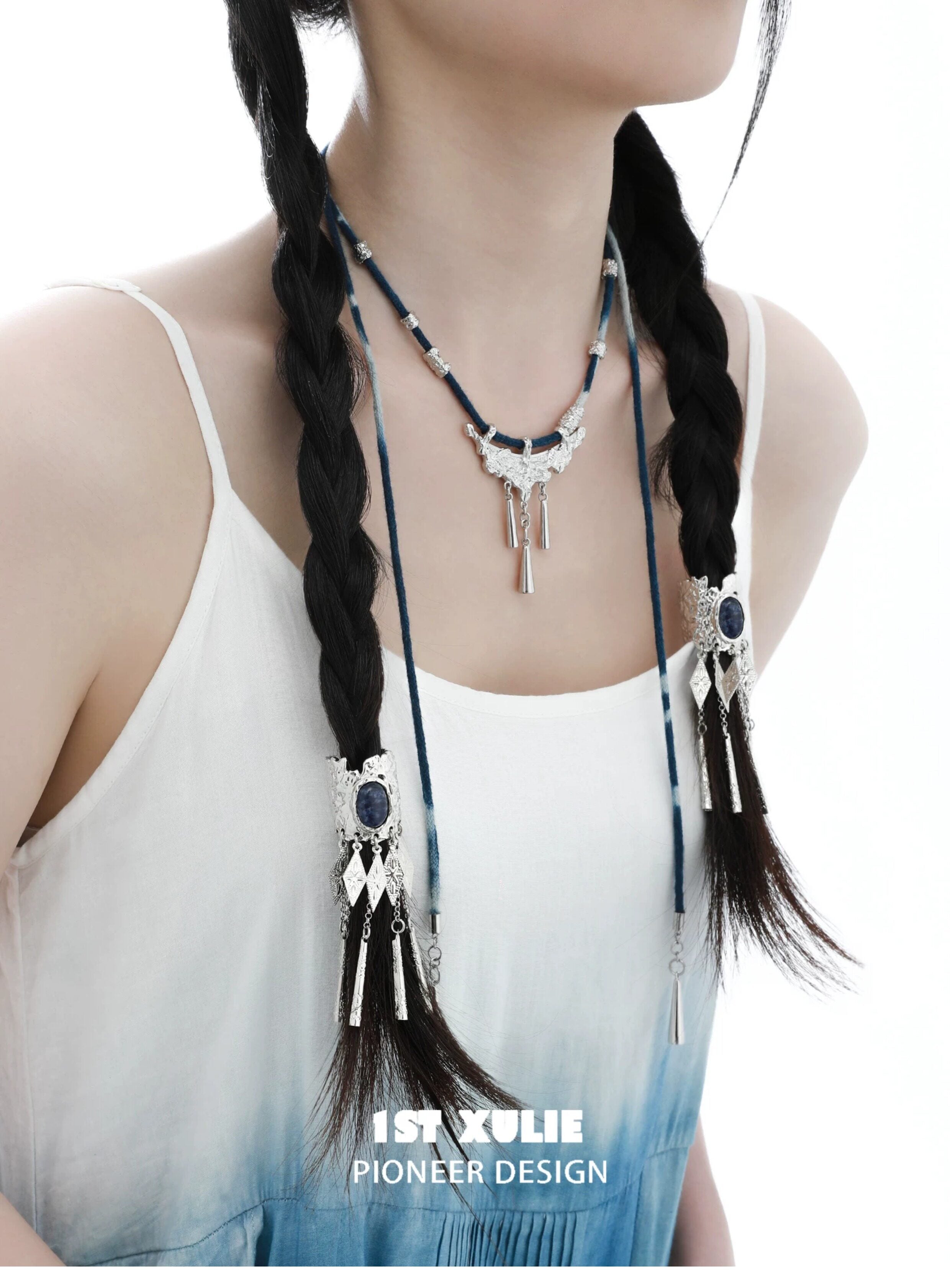 1STXULIE Superior Miao-style Braided Cord Necklace T5818