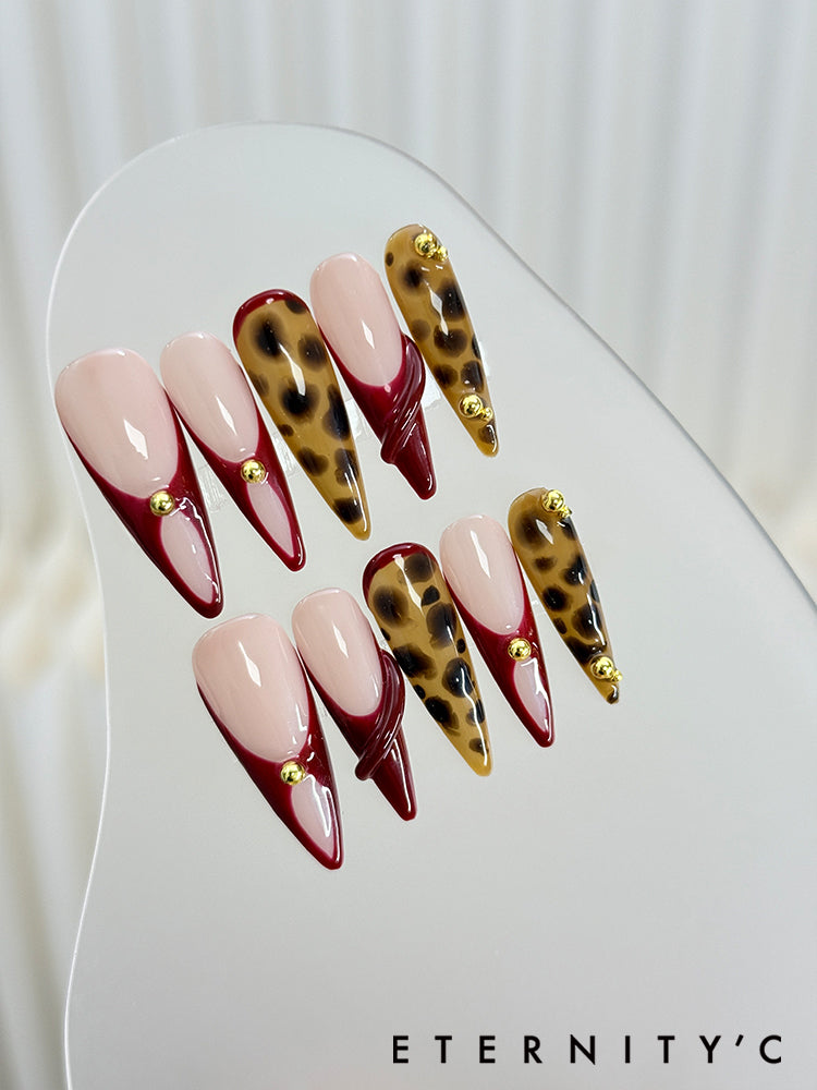 ETERNITY'C Handmade Custom 3D Amber Pressed On Wearable Nails T5041