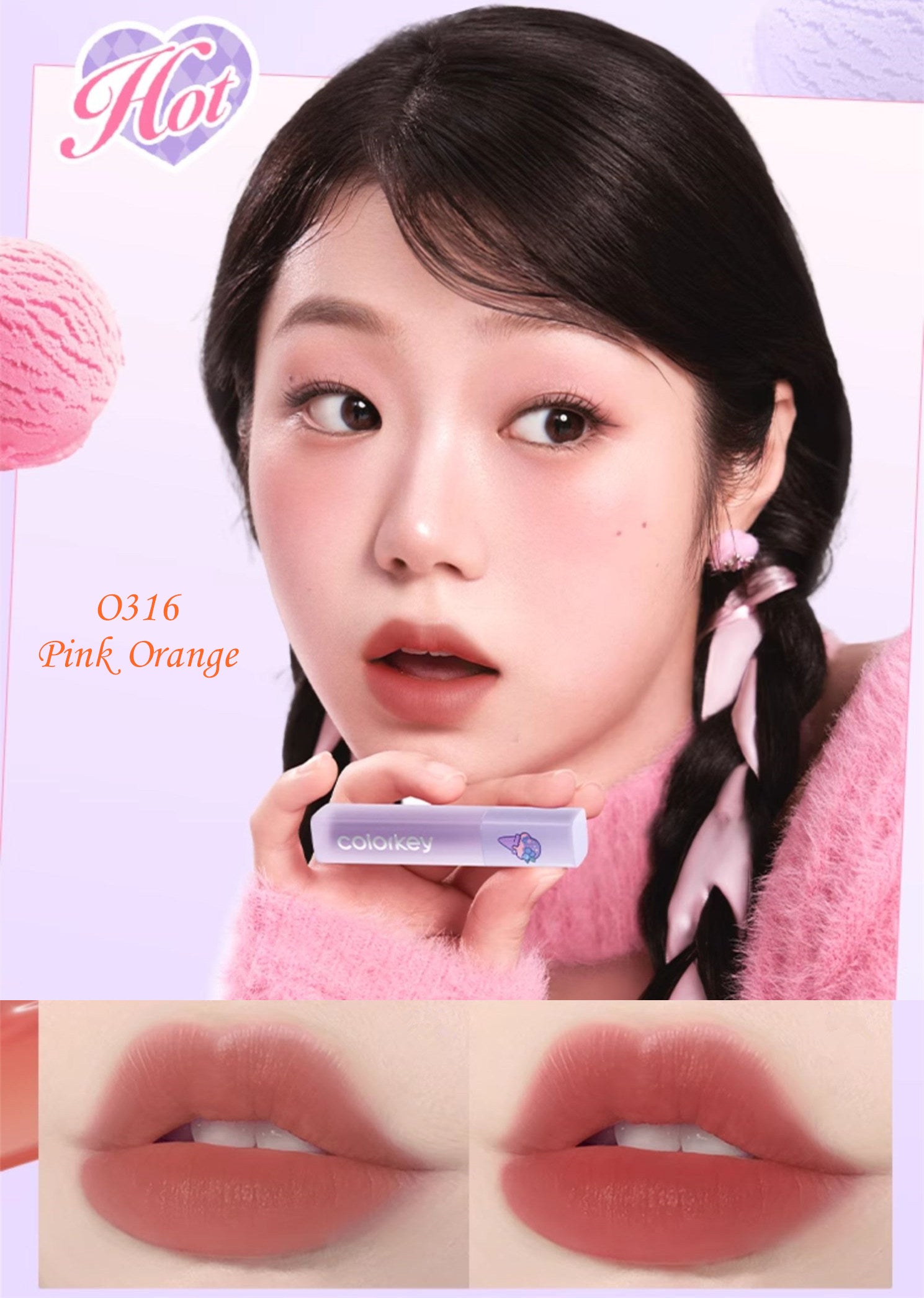 COLORKEY Ice Cream Watery Matte Lip Gloss 6 Pcs Set T4370