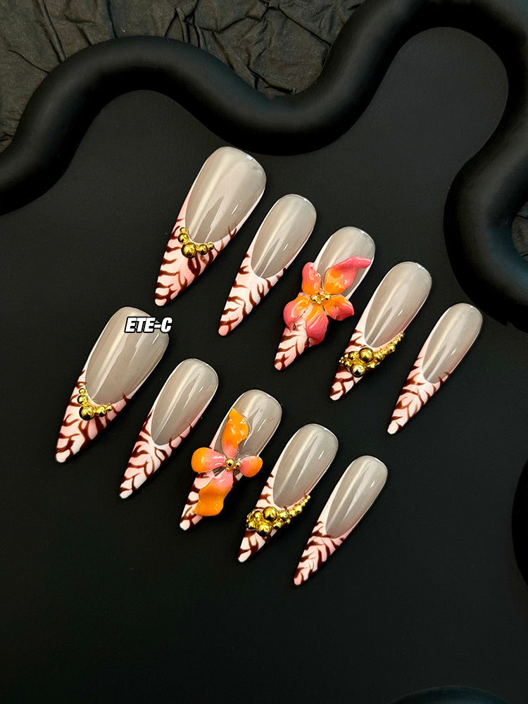 ETERNITY'C Handmade Custom Secret Garden Pressed On Wearable Nails T5008