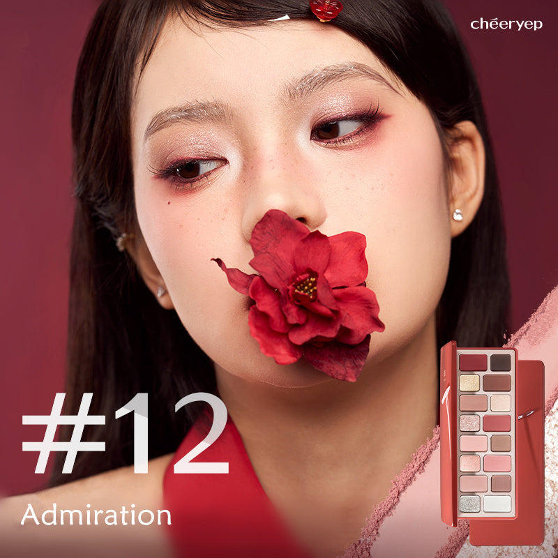 QianYan Red Camellia In Snow 16-Color Eyeshadow Palette T4193
