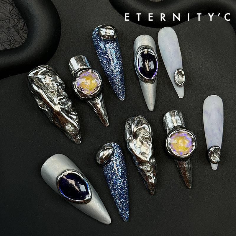 ETERNITY'C Handmade Custom Dream Danube Pressed On Wearable Nails T5042