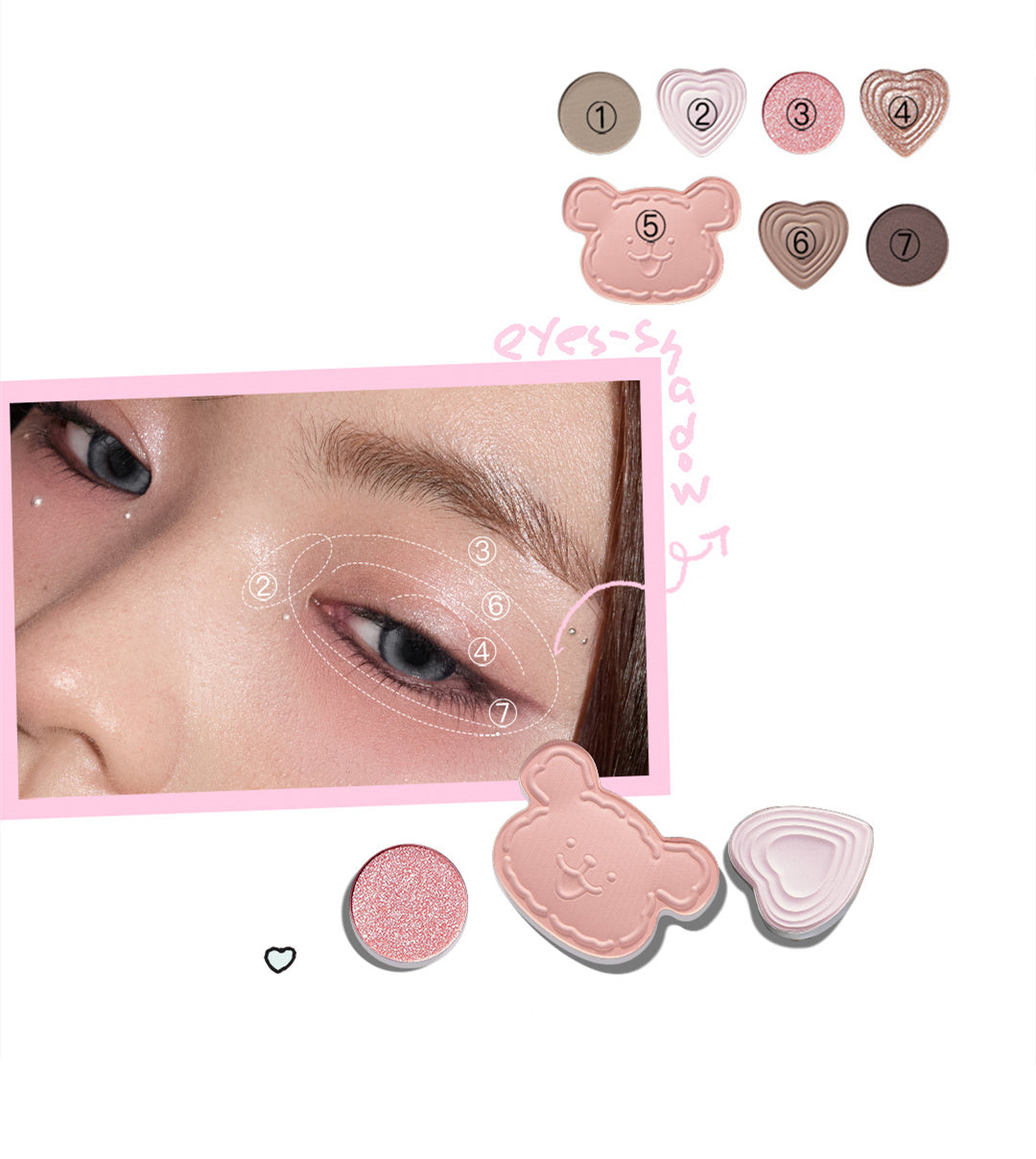 لوحة ظلال العيون LITTLE ONDINE Puppy Hug Series المكونة من 7 ألوان T4158