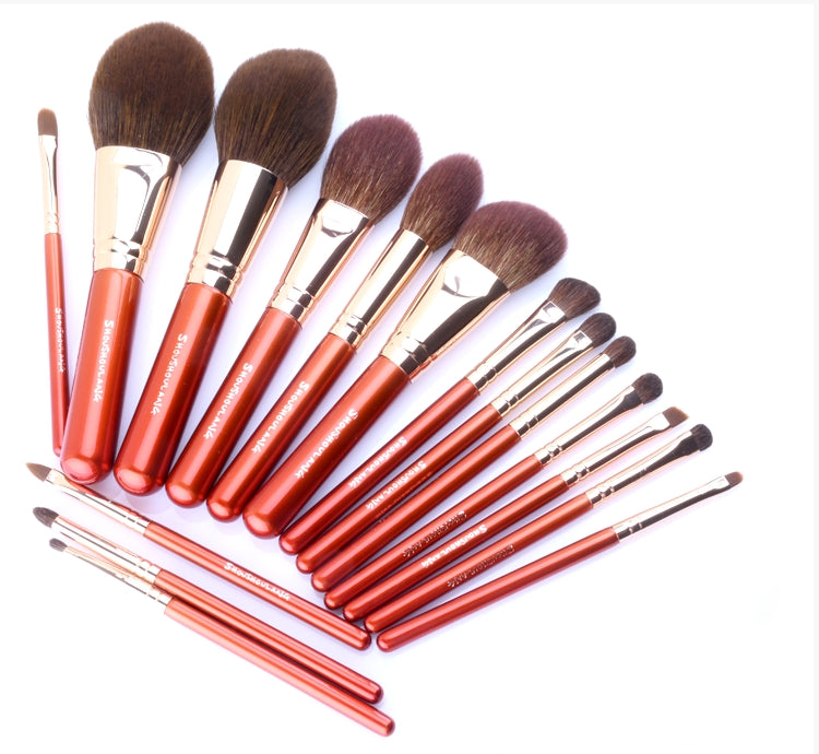 SHOUSHOULANG Red Maple Leaf Professional Makeup Brush 16 Pcs Set T4944