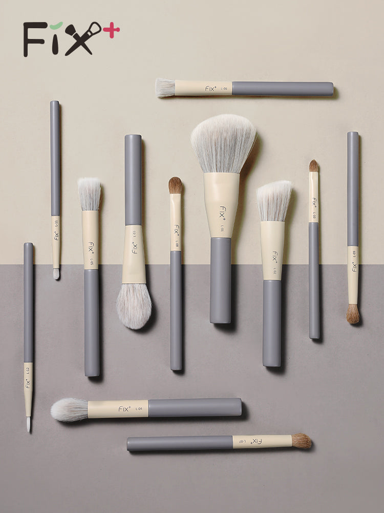 FIX+ Purple Lithium Gray Collection Professional Makeup Brush 12 Pcs Set T4925