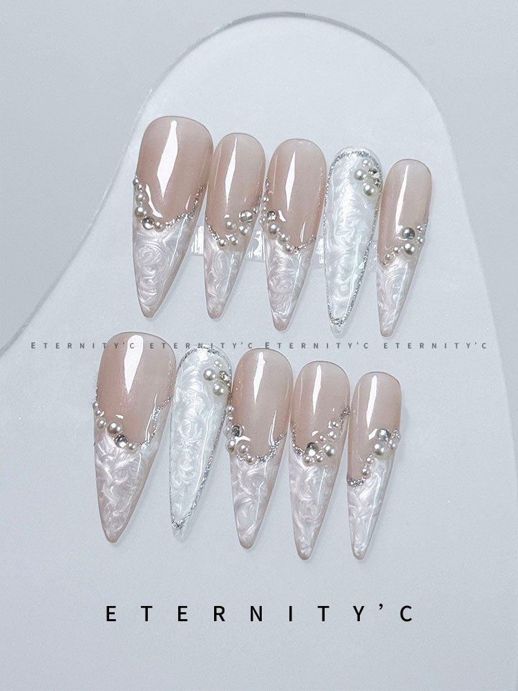 ETERNITY'C Handmade Custom Island Flower Pressed On Wearable Nails T5026