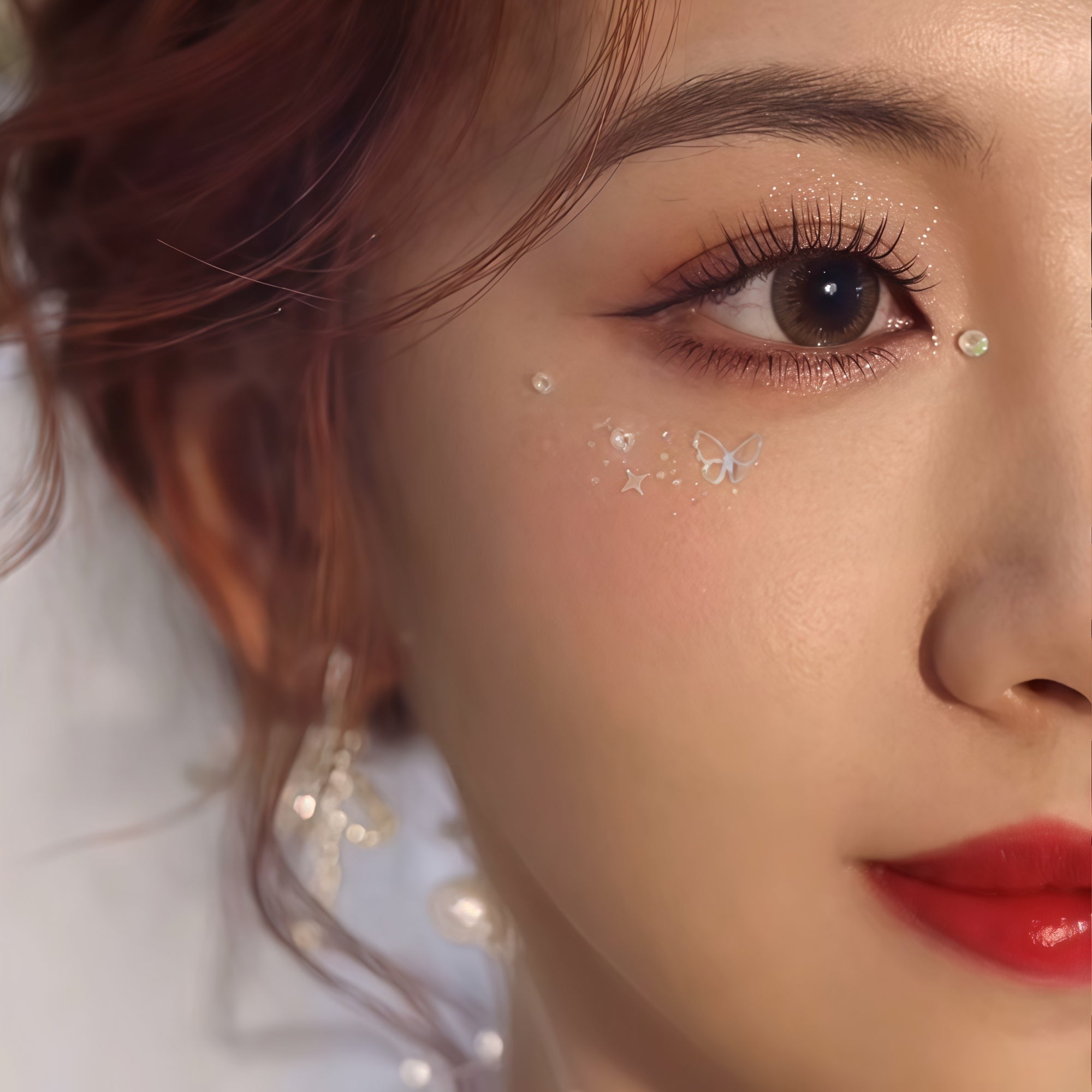 AmazingGirl Glittery Sequin Pearl Butterfly Face Makeup Stickers T5907