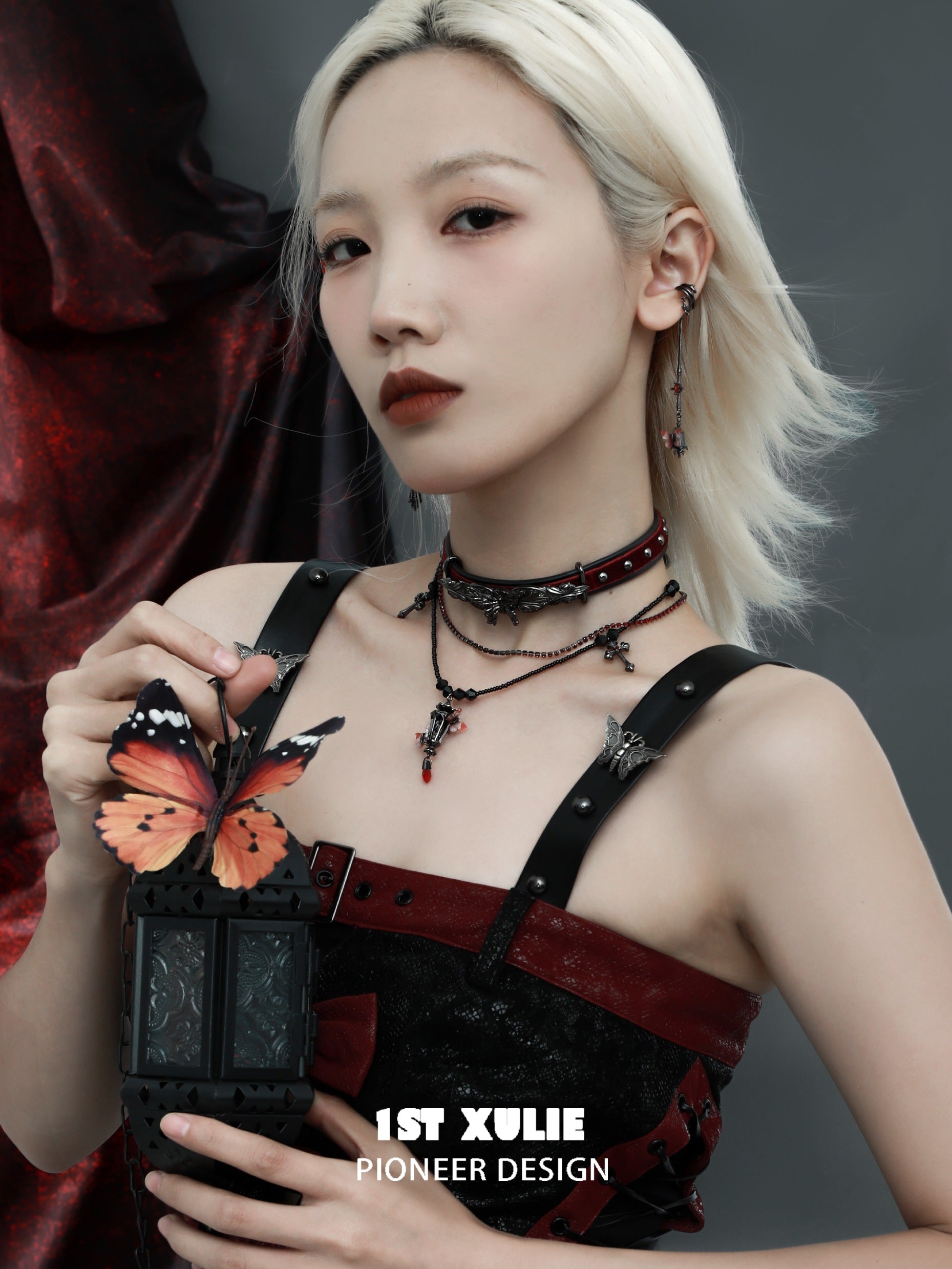 1STXULIE Butterfly & Lamp Collection Niche Gothic Choker Necklace T4735