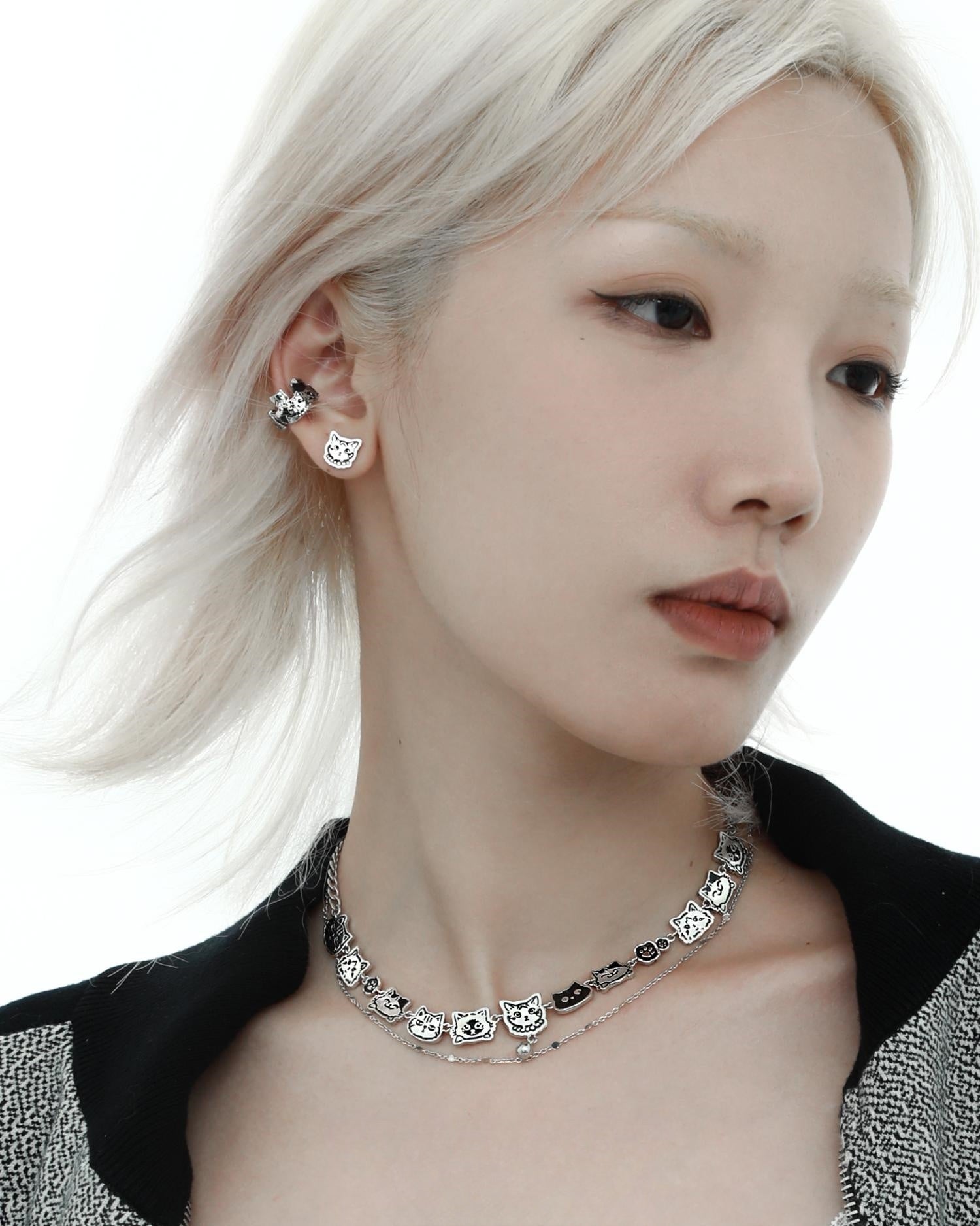1STXULIE Graffiti Kitten Collection Niche Cool Choker Necklace T4497