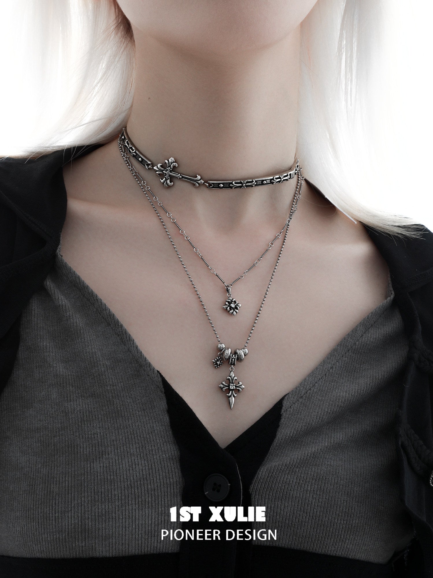 1STXULIE Superior Niche Iris Collection Gothic Choker Necklace T5872