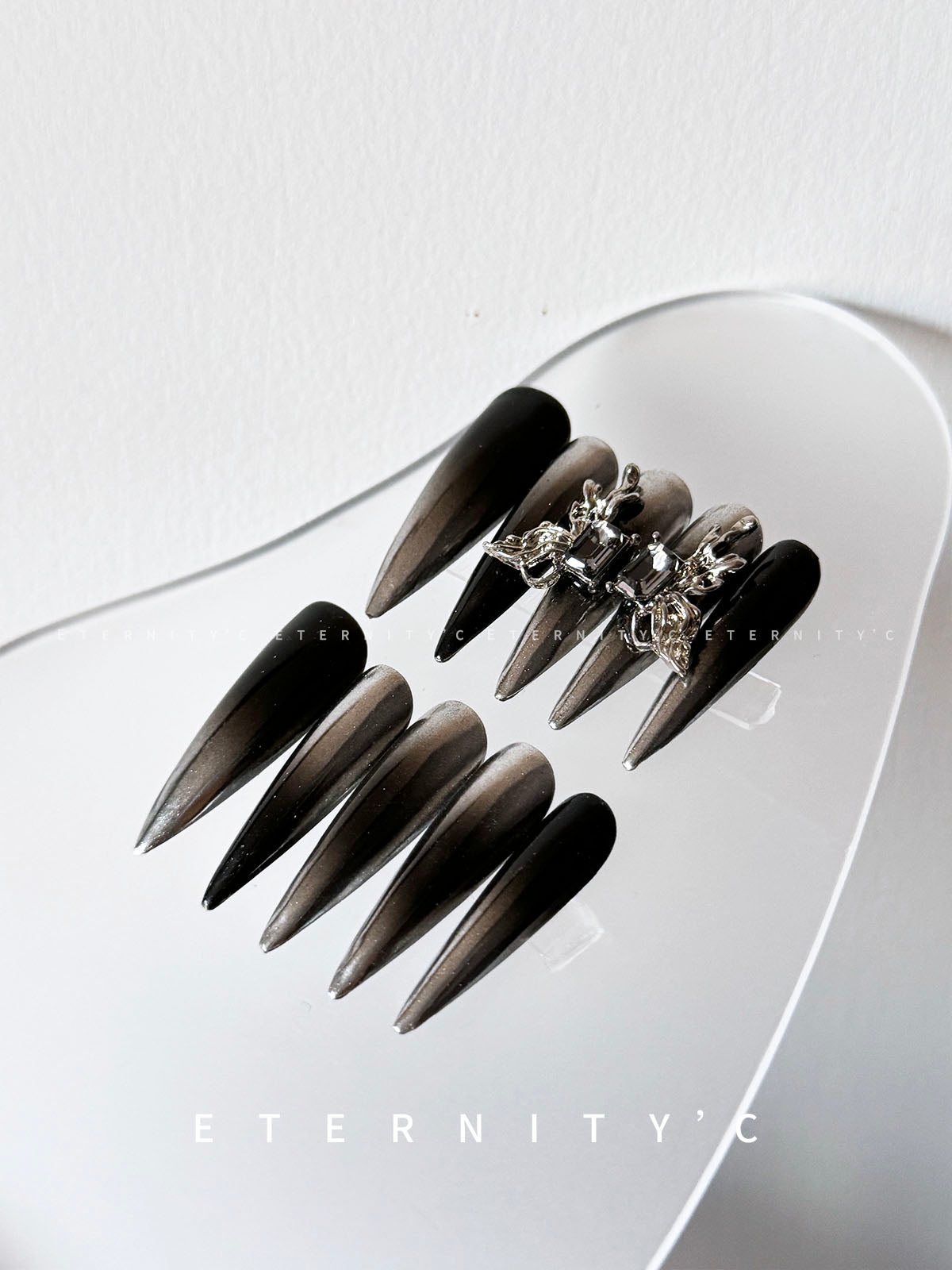 ETERNITY'C Handmade Custom 3D Butterfly Pressed On Wearable Nails T5007