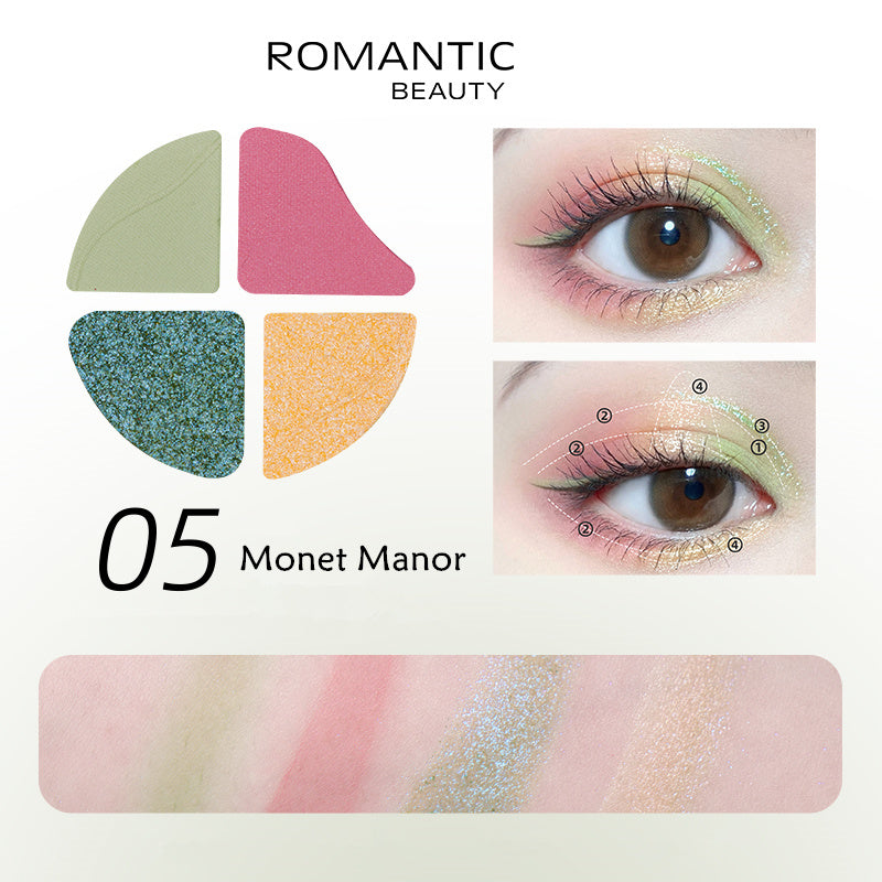 ROMANTIC BEAUTY Pink Bubble 4 Color Eyeshadow Palette T3881