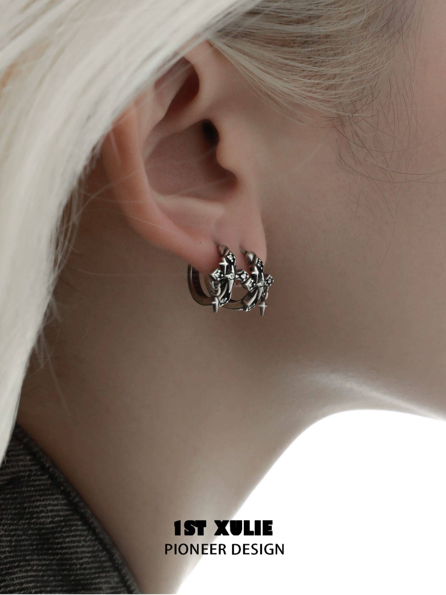 1STXULIE Superior Niche Iris Collection Cross-shaped Earring Backs T5879