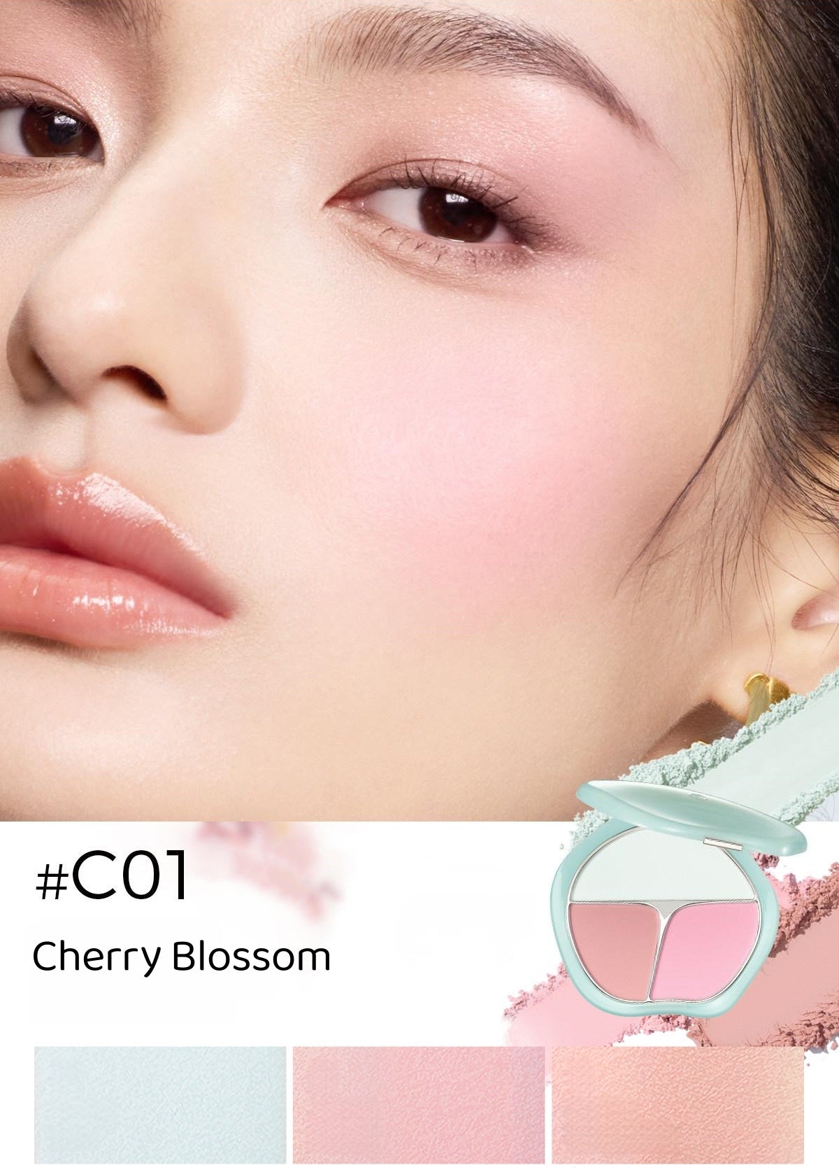 TIMAGE Green Jade Series Tri-Color Matte Blusher Palette T3129