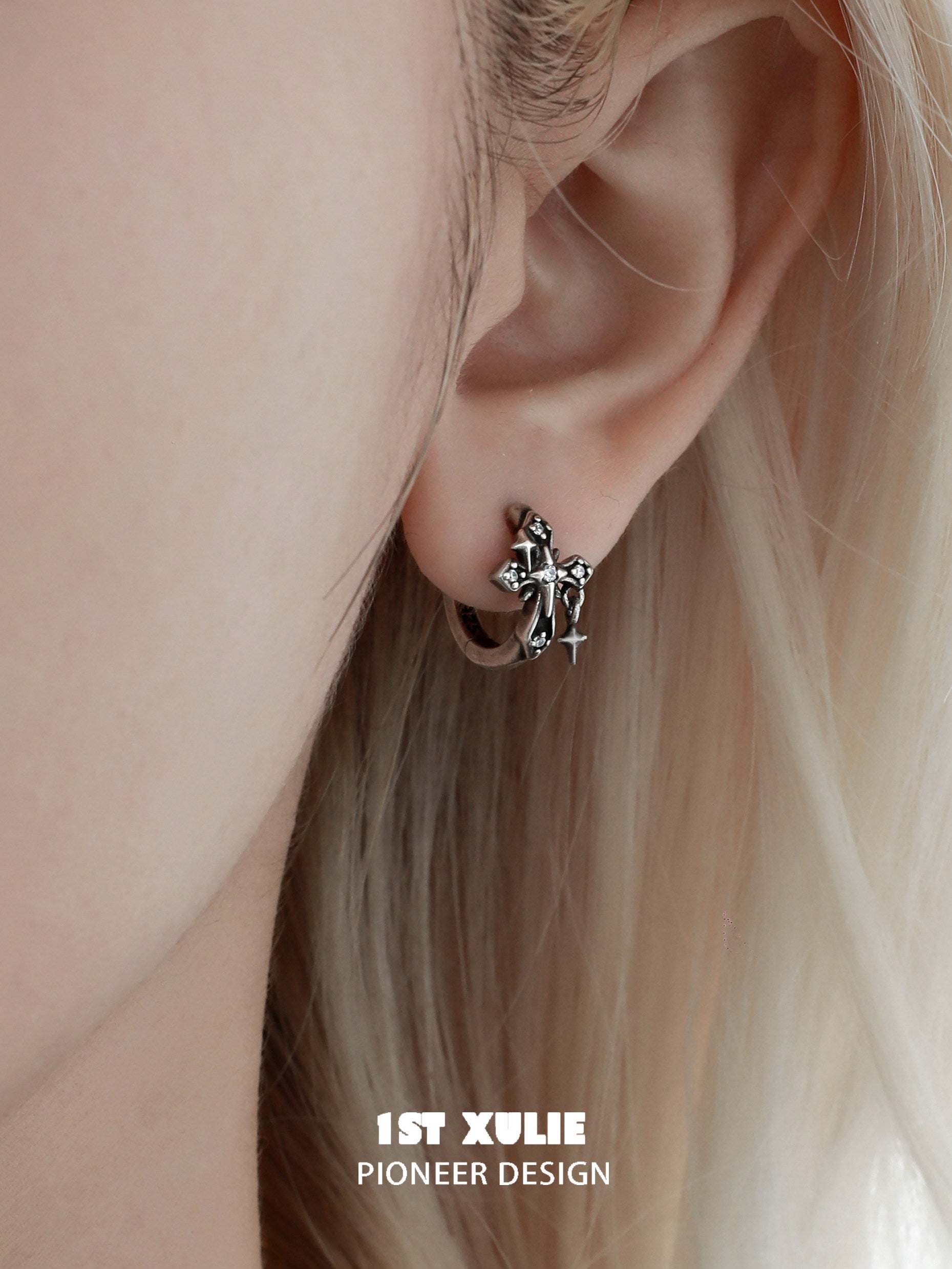 1STXULIE Superior Niche Iris Collection Cross-shaped Earring Backs T5879